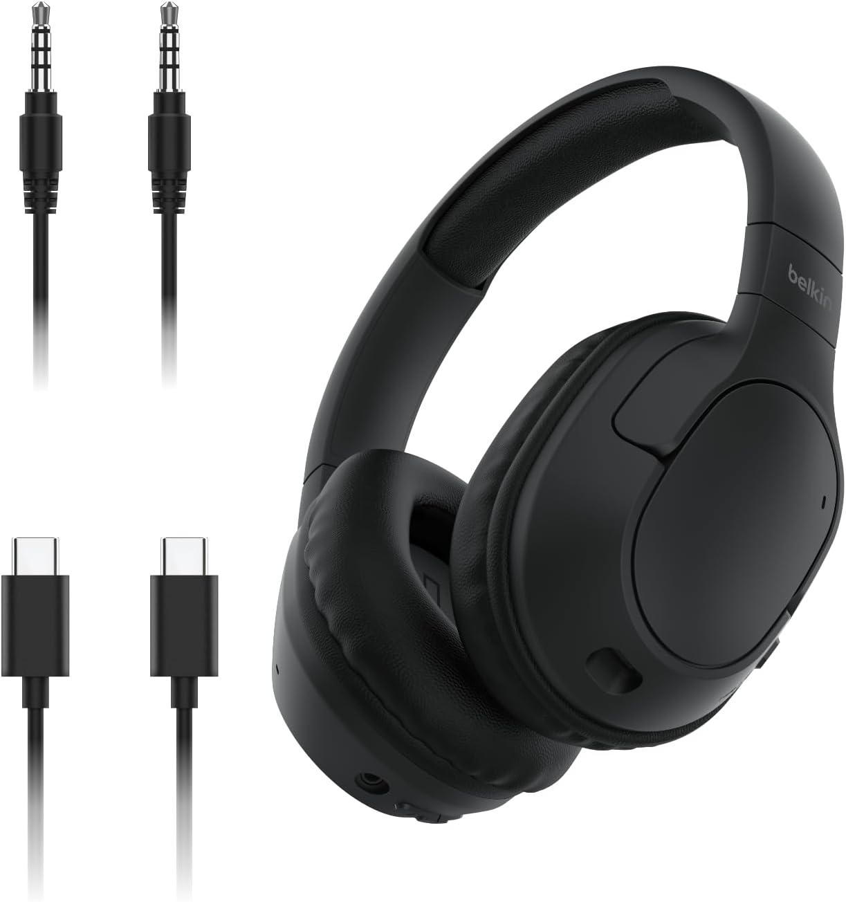 Belkin Soundform Surround Bluetooth Over-Ear Headphones - Environmental Noise Cancelling Headphones - Wireless W/ 60H Playtime & Soft Ear Cups for Iphone, Galaxy, Ipad, Travel, Home or Office - Black