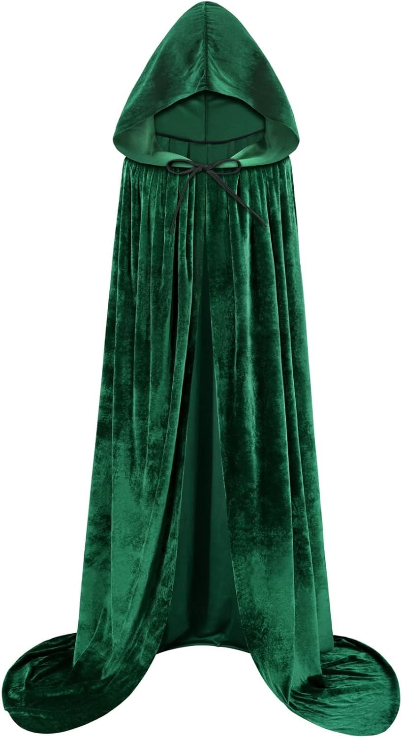 Hooded Cloak Velvet Cape with Hood Halloween Capes Women Witch Costume Vampire Cloak Wizard Robe Men Cosplay Costume