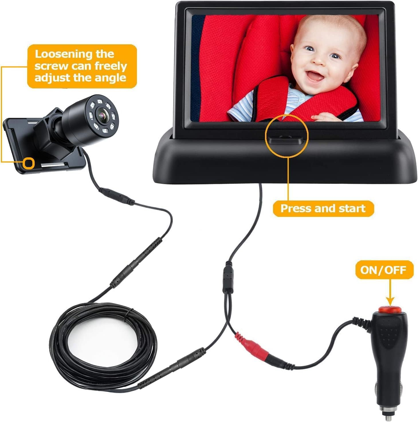 Itomoro Baby Car Mirror, View Infant in Rear Facing Seat with Wide Crystal Clear View,Camera Aimed at Baby-Easily to Observe the Baby'S Every Move