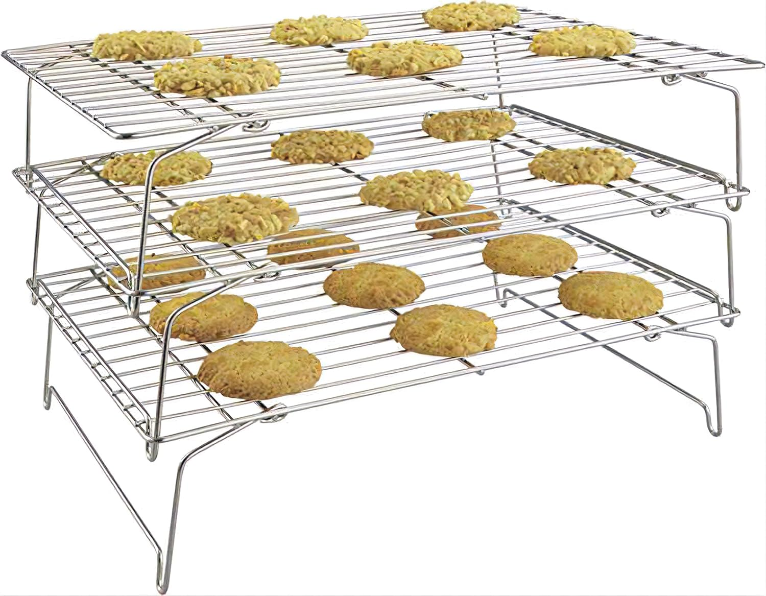 3-Tier 100% 304- Stainless Steel Cooling and Baking Racks, Oven Safe and Dishwasher Safe |Bonus Silicone Pastry Brush and Spatula image number 2