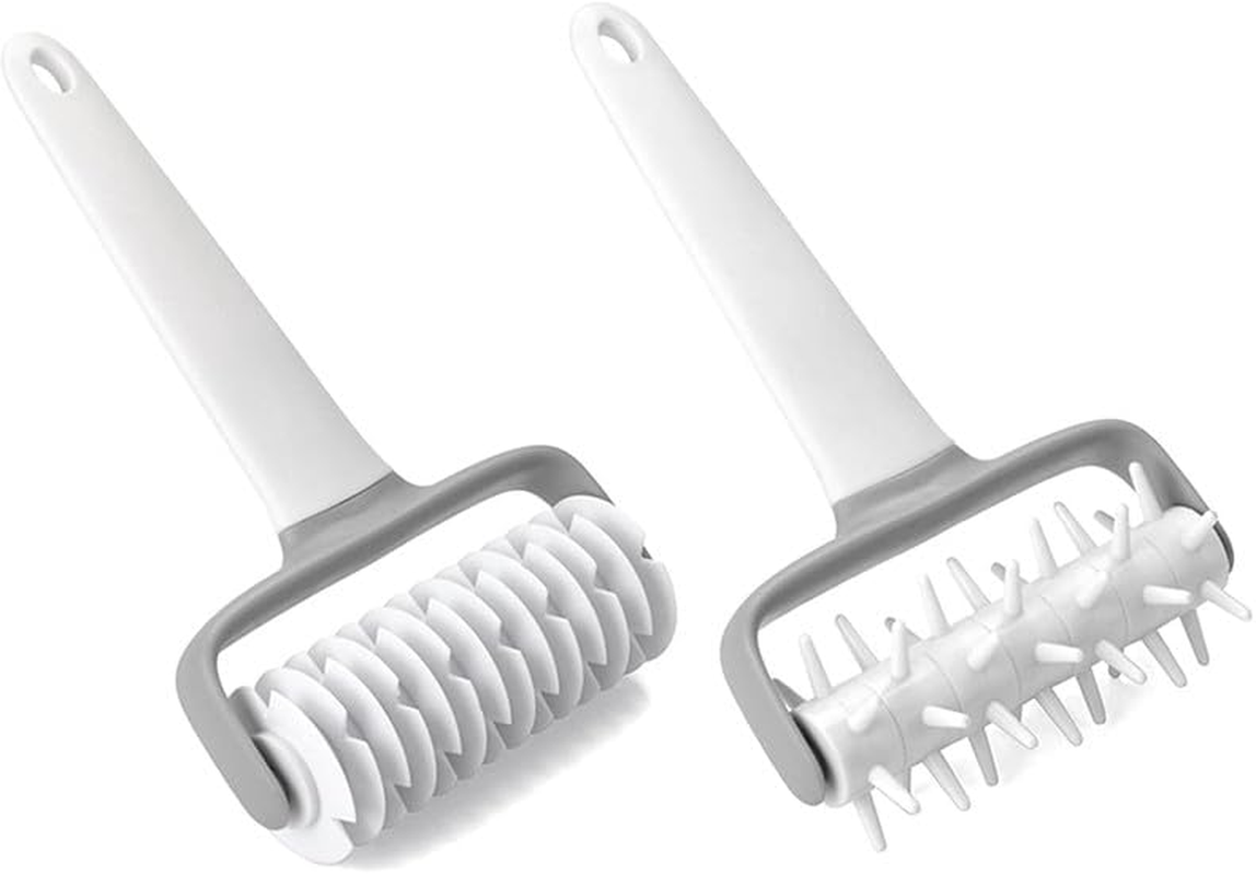 Pizza Dough Docker and Lattice Roller Cutter Plastic Cookie Pie Pizza Bread Pastry Crust Roller, 2Pcs Pizza Dough Docker Roller Plastic Pastry Docker Roller,Pizza Pie Pastry Dough Docker Pizza Roller image number 3