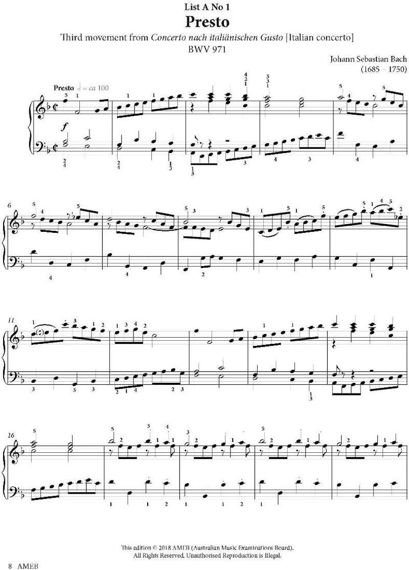 AMEB Piano Series 18 Grade 8 Grade Book image number 1