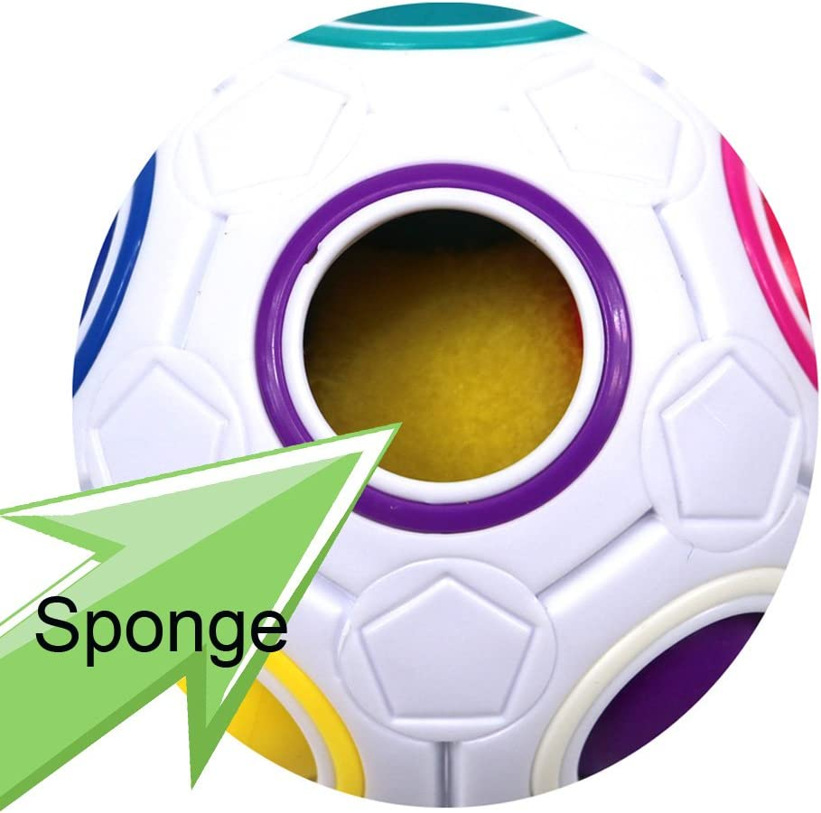 Fidget Ball,Spherical Magic Cube Rainbow Ball Cube Puzzle Brain Teasers Fidget Educational Toy (White) image number 3