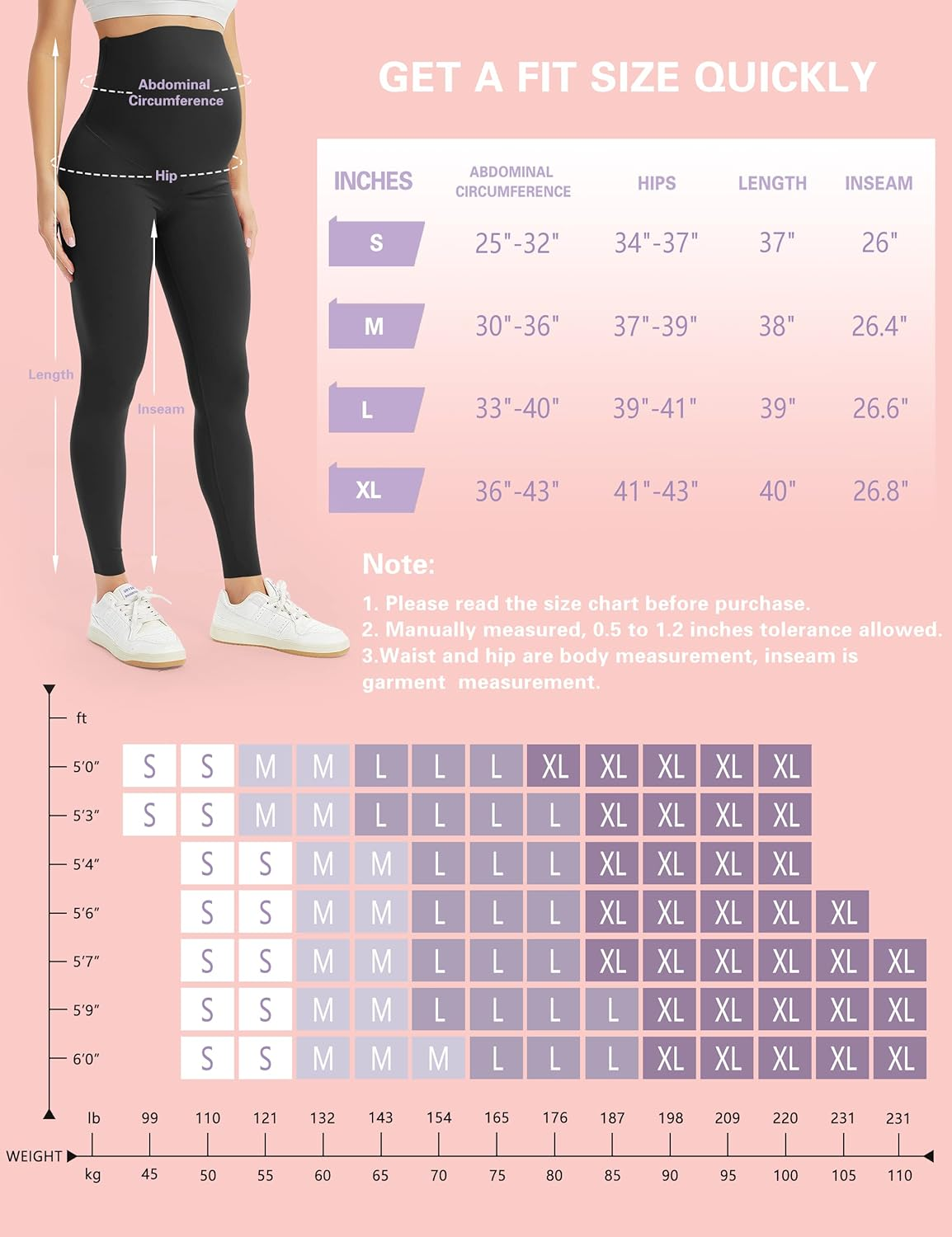 BONVIGOR Women'S Maternity Leggings over the Belly Pregnancy Workout Leggings Full Length Pregnant Active Wear Yoga Pants image number 3