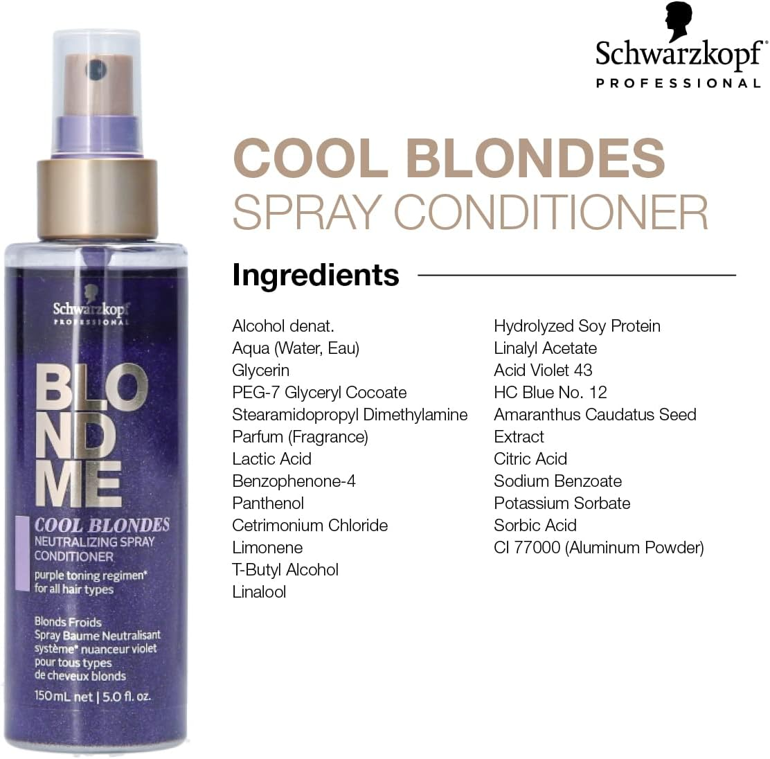 Schwarzkopf Blondme Cool Blondes Neutralizing Spray Conditioner 150 Ml image number 5