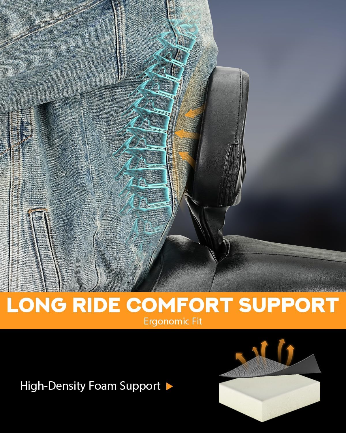 PBYMT Driver Rider Backrest, Adjustable Plug-In Back Rest Fit for Harley Davidson Touring Street Glide Road Glide Electra Glide Road King 1997-2024, Black image number 5