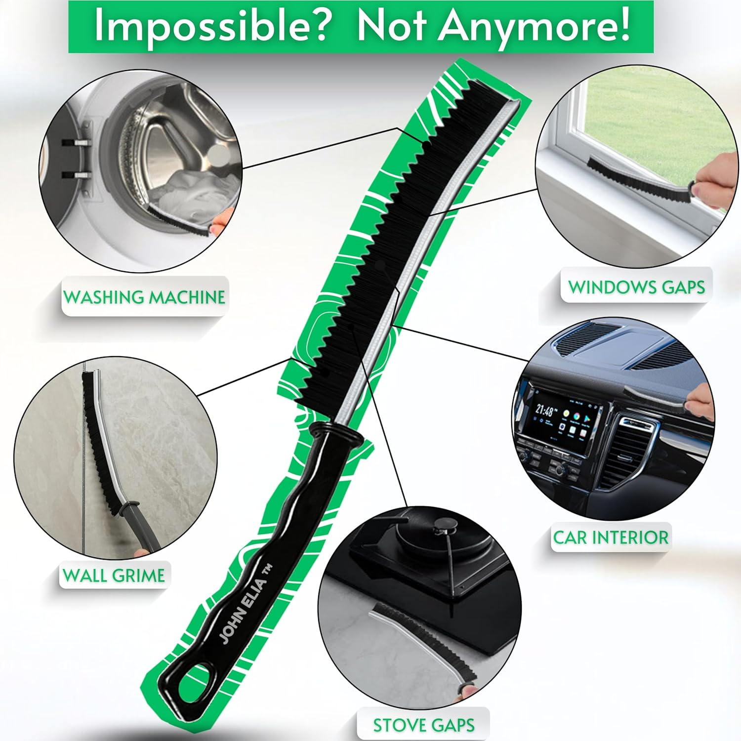 Crevice Cleaning Brush UK 3 Pcs Multifunctional Bathroom Cleaning Brushes for Small Spaces with Long Magic Brush Cleaner Grout Cleaner Brush - Groove Gaps Cleaning Brush (Extreme Wavy) image number 2