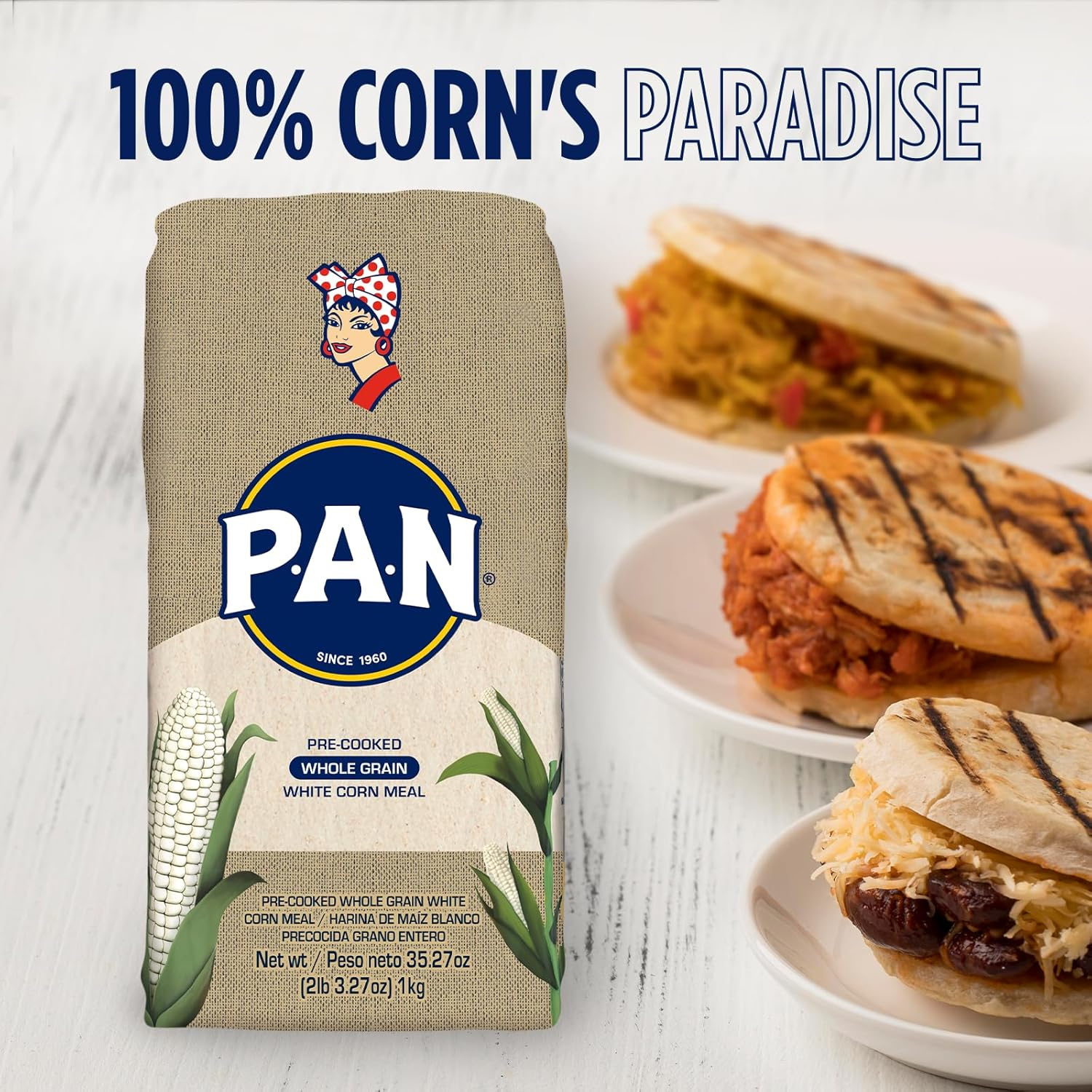 PAN Whole Grain White Corn Meal 1 Kg