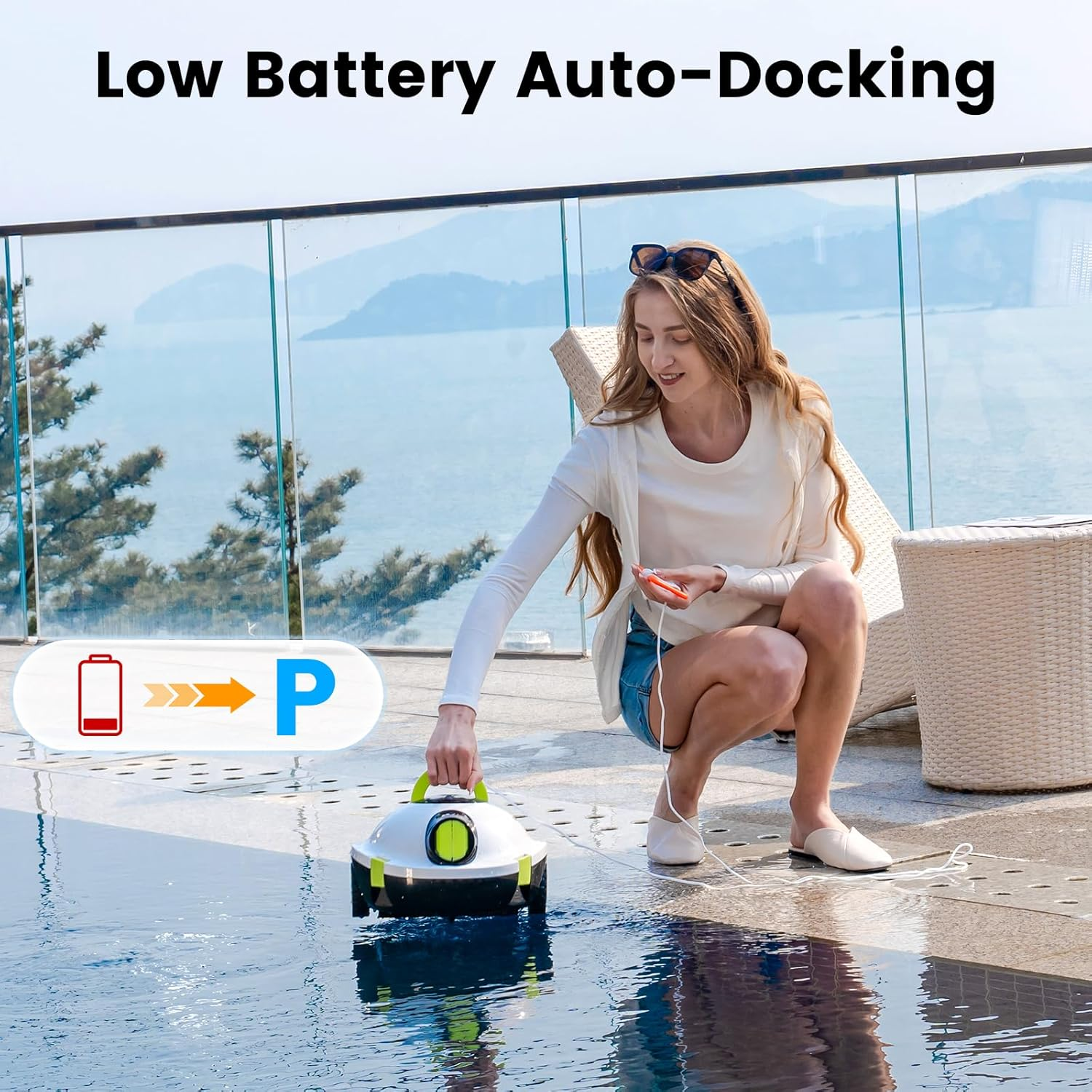 Y10 Robotic Pool Cleaner, Floor Cleaning, 100 Mins Runtime, Auto-Dock, 180&Mu;m Filter, Cleans up to 120㎡ & 2.5M Deep image number 2