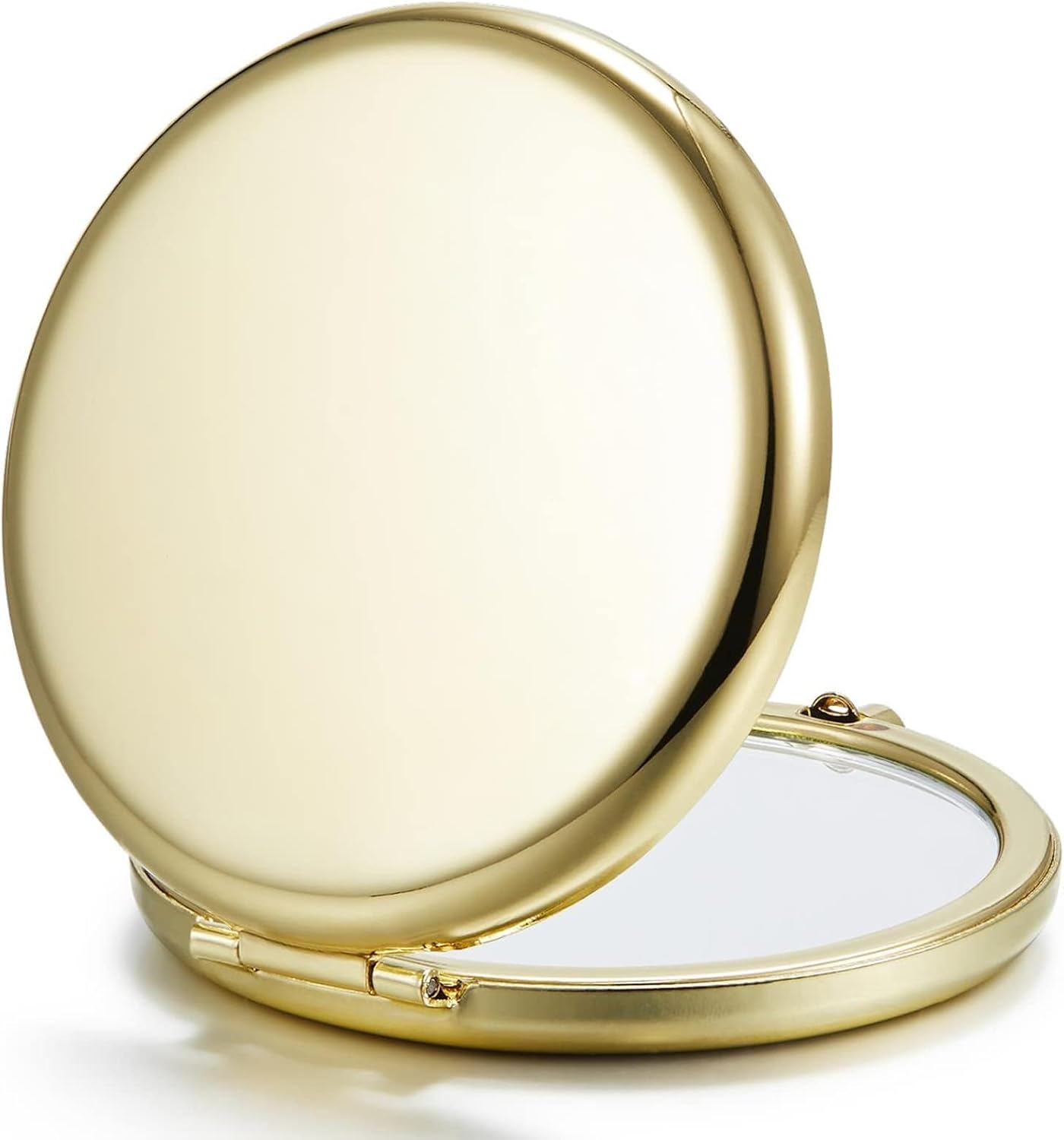 Compact Mirror Bulk, Pack of 12 Double-Sided 1X/2X Magnifying Metal Makeup Mirrors(Round, Rose Gold)
