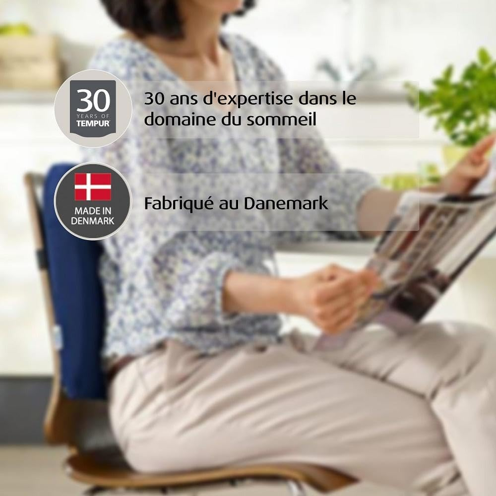TEMPUR Transit Lumbar Support, Blue, Memory Foam, Comfortable Home and Travel Back Support, 30 X 25 X 6Cm image number 4