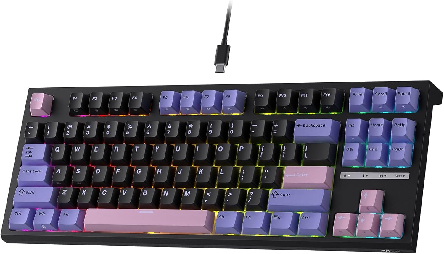 RK ROYAL KLUDGE C87 HE Rapid Trigger Gaming Keyboard, 87 Keys TKL Wired RGB Mechanical Keyboard, 80% Hall Effect Magnetic Switch Keyboard W/Adjustable Actuation Point, 8K Polling Rate, for FPS Gamer