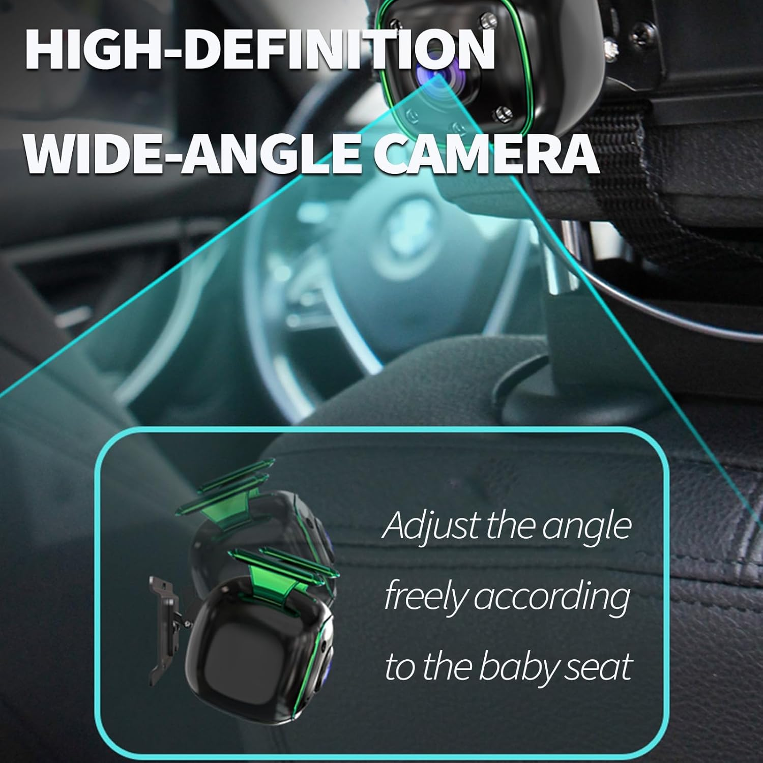 Baby Car Camera Dual Channel 7 Inch Display - 2 IR Night Vision 080P Clear Car Baby Camera, Backseat Camera for Kids Infants, USB Powered