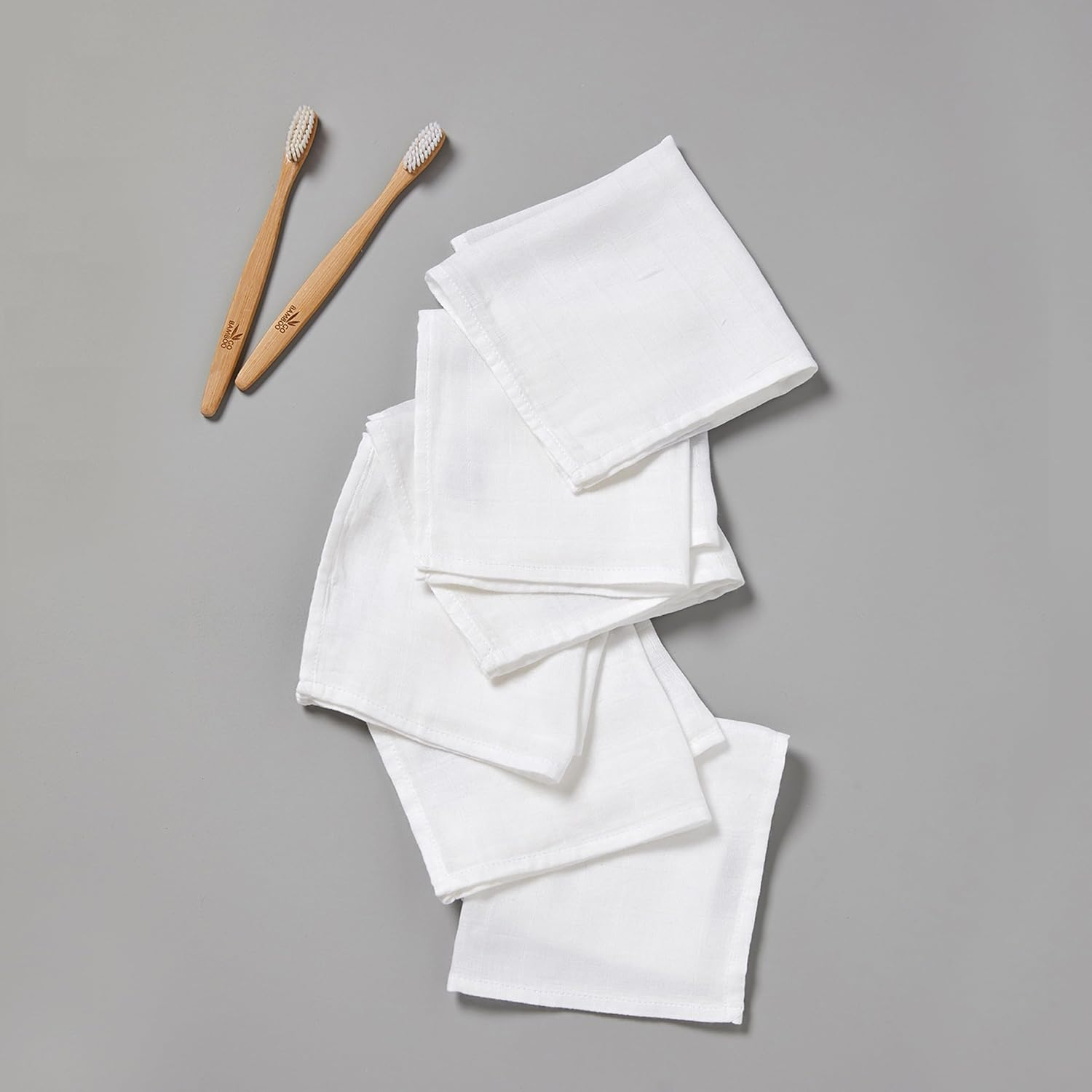 Little Bamboo Muslin Baby Face Washer Cloths 6 Pack - Natural image number 4