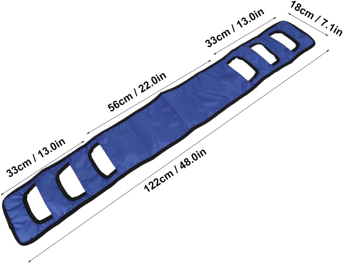 Transfer Sling Gait Belt, Padded Breathable Patient Lift Transfer Belt with Adjustable Handles for Elderly Disabled Mobility Assistance in Bed Chair Wheelchair Transfers - Blue image number 2