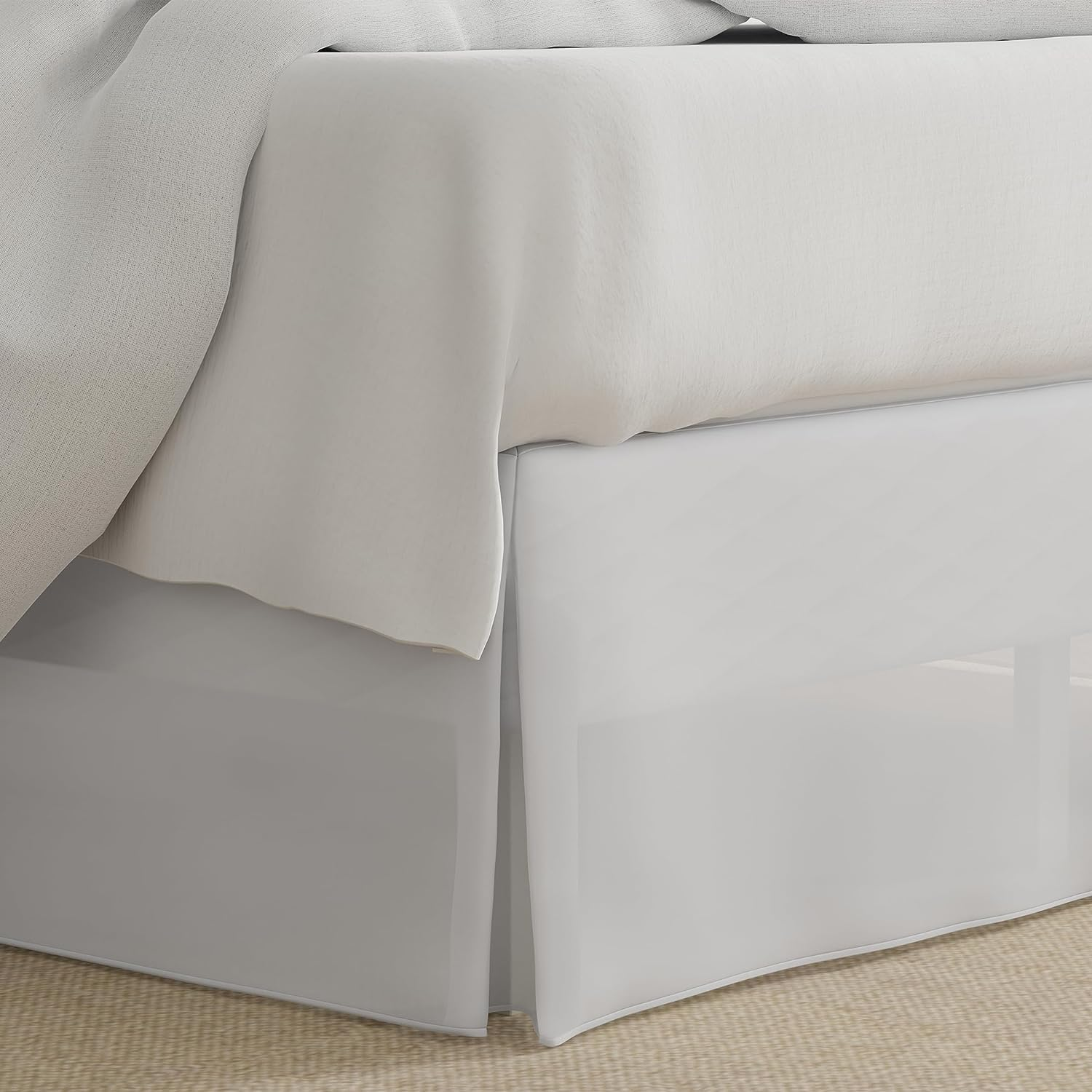 Lux Hotel Bedding Tailored Bed Skirt, Classic 14&rdquo; Drop Length, Pleated Styling, King, White image number 2