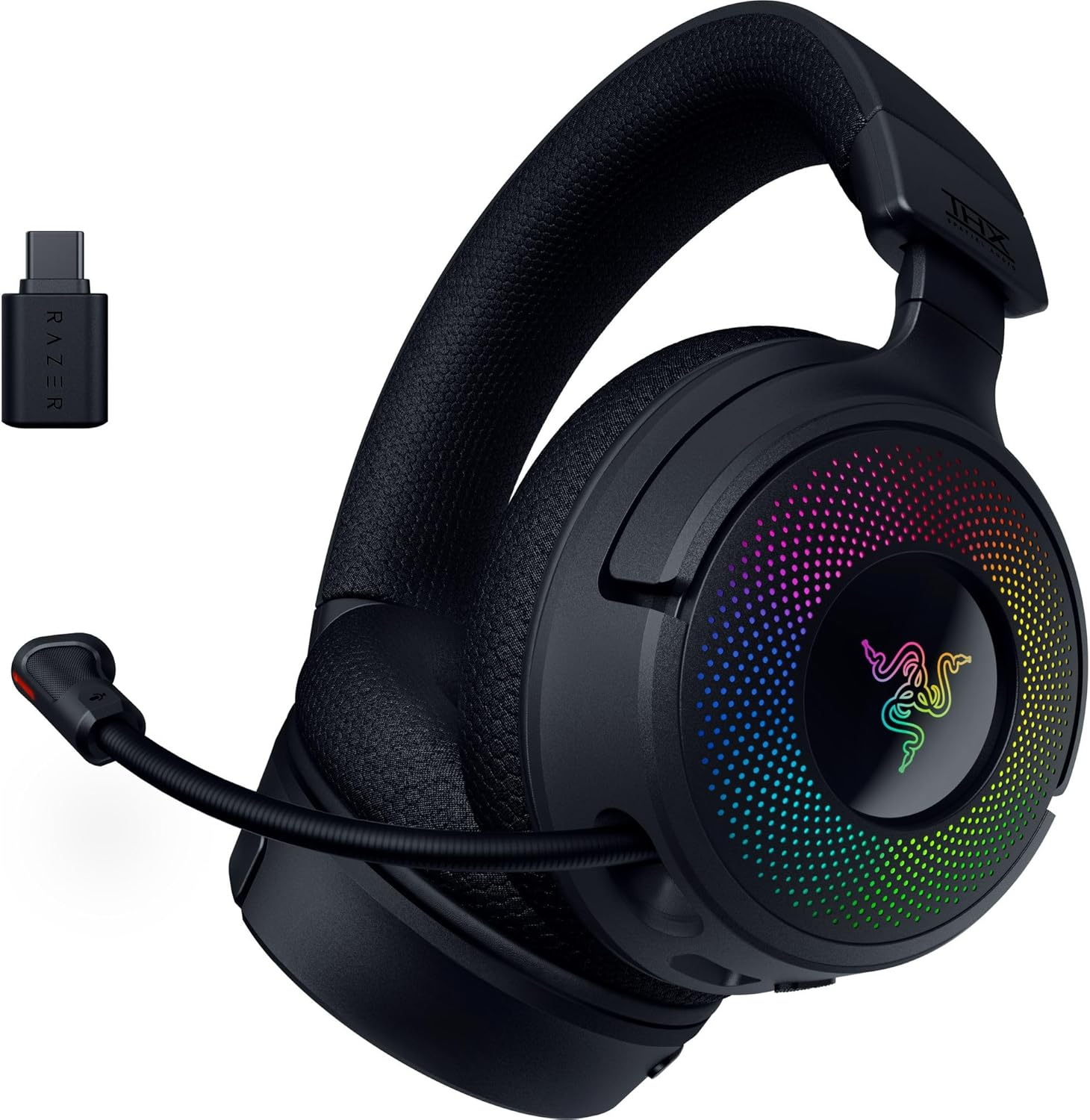 Razer Kraken V4 Wireless Gaming Headphones: 2.4Ghz, Bluetooth, USB - Wide Band Microphone - 40Mm Speakers - Quick Volume Adjustment - RGB Lighting in 9 Zones - for PC, Mac, PS5 image number 2