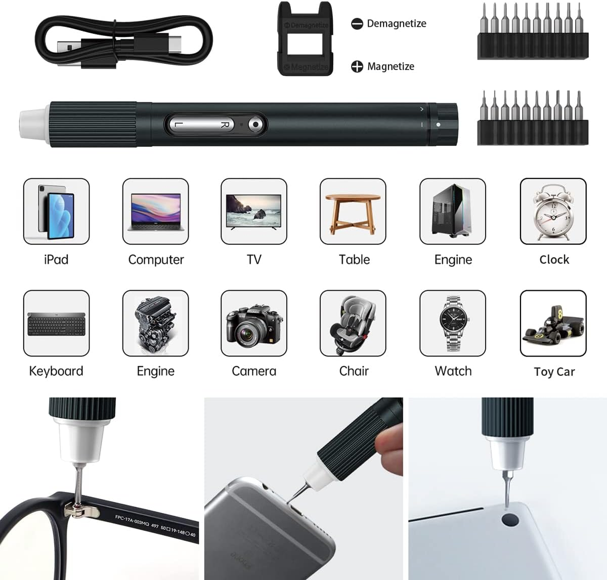 Gear Adjustable Mini Electric Screwdriver,Jakemy Laptop Screwdriver Repair Tool Kit Cordless Torque Power with Light Manual&Automatic Rechargeable for Phone,Consoles,Toys,Ect, (JM-E21A) - Jm-8189B image number 5