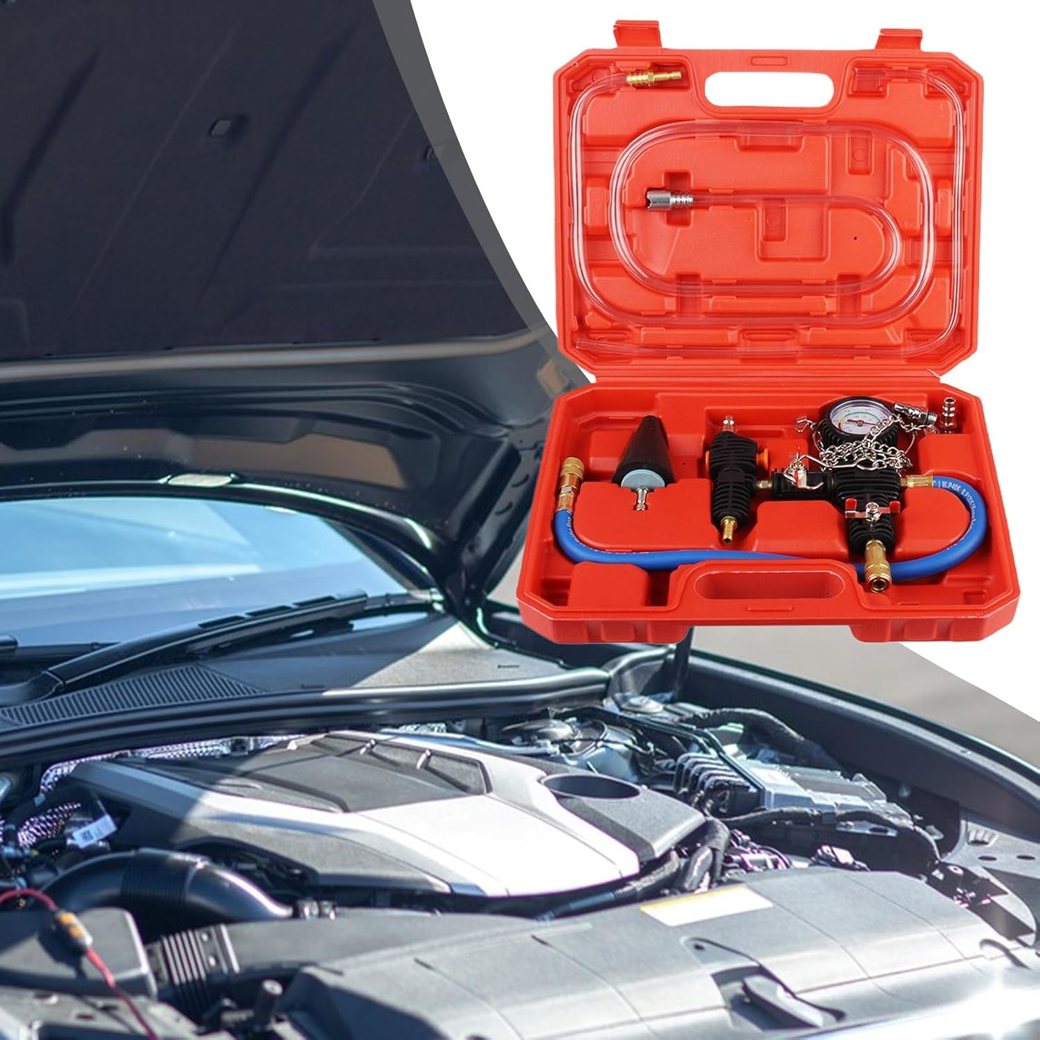 Yulokdwi Radiator Pressure Tester Kit - Cooling System Leak Detection,Leakage Detector Gauge Refill Tool for Garage Repair Truck Car Vehicle Automotive Fluid Management image number 2