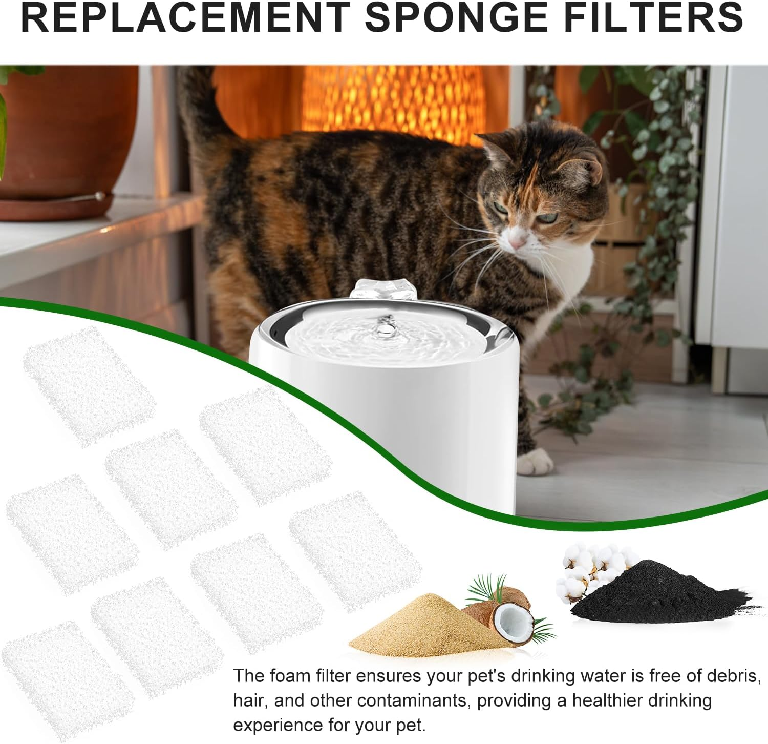 Pack of 20 Pet Fountain Filters, Cat Water Filter, Replacement Foam Filter, Compatible with PETKIT Eversweet 3 Pro Eversweet Solo 2 Eversweetsolo SE Wireless Pump Drinking Fountain for Pets image number 1
