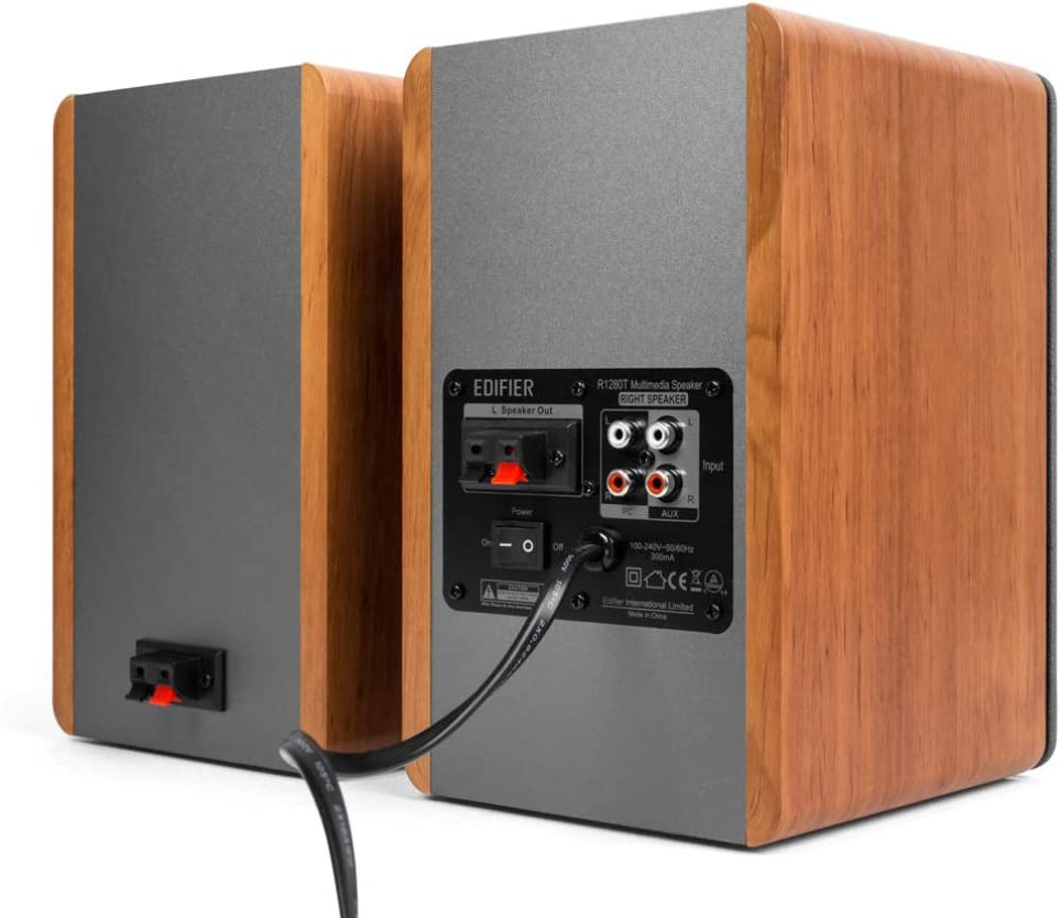 Edifier R1280T Powered Bookshelf Speakers - 2.0 Active near Field Monitors - Studio Monitor Speaker - 42 Watts RMS (Brown) - Brown image number 3