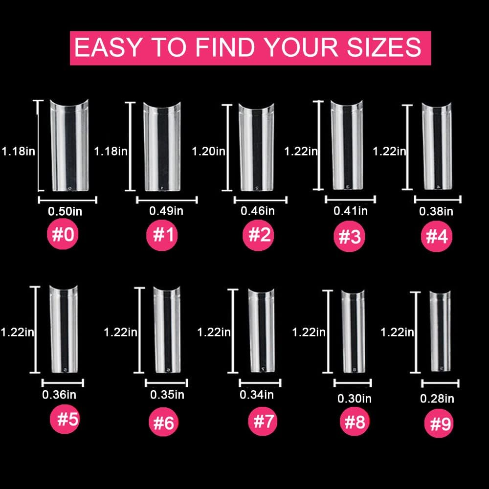 Clear Acrylic Square Nail Tips, SWETIDY 500Pcs No C Curve Long Square Shaped Straight Fake Nails Flattened Half Cover Artificial Nails with Box for Nail Salon Professional and DIY Nail Art 10 Sizes image number 3