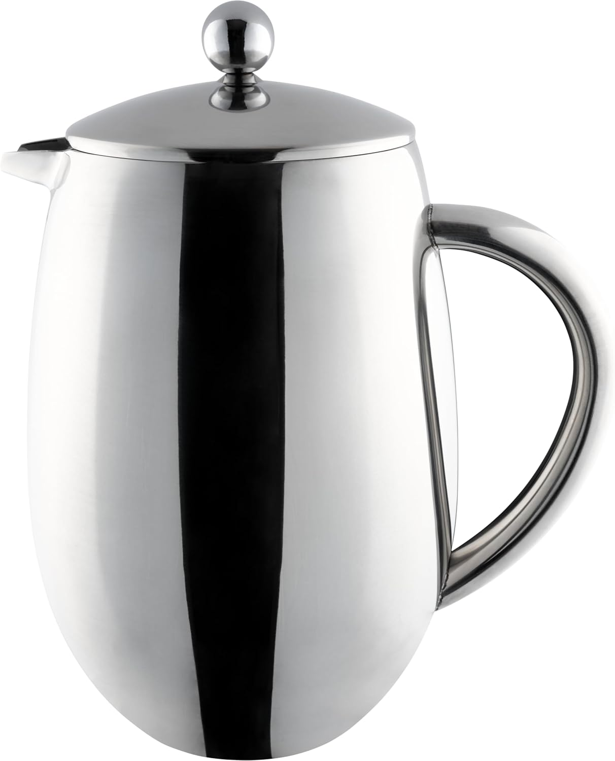 Caf&eacute; Ole 8 Cup Double Walled Bellied Cafetiere Coffee Maker, Mirror, 1 Litre