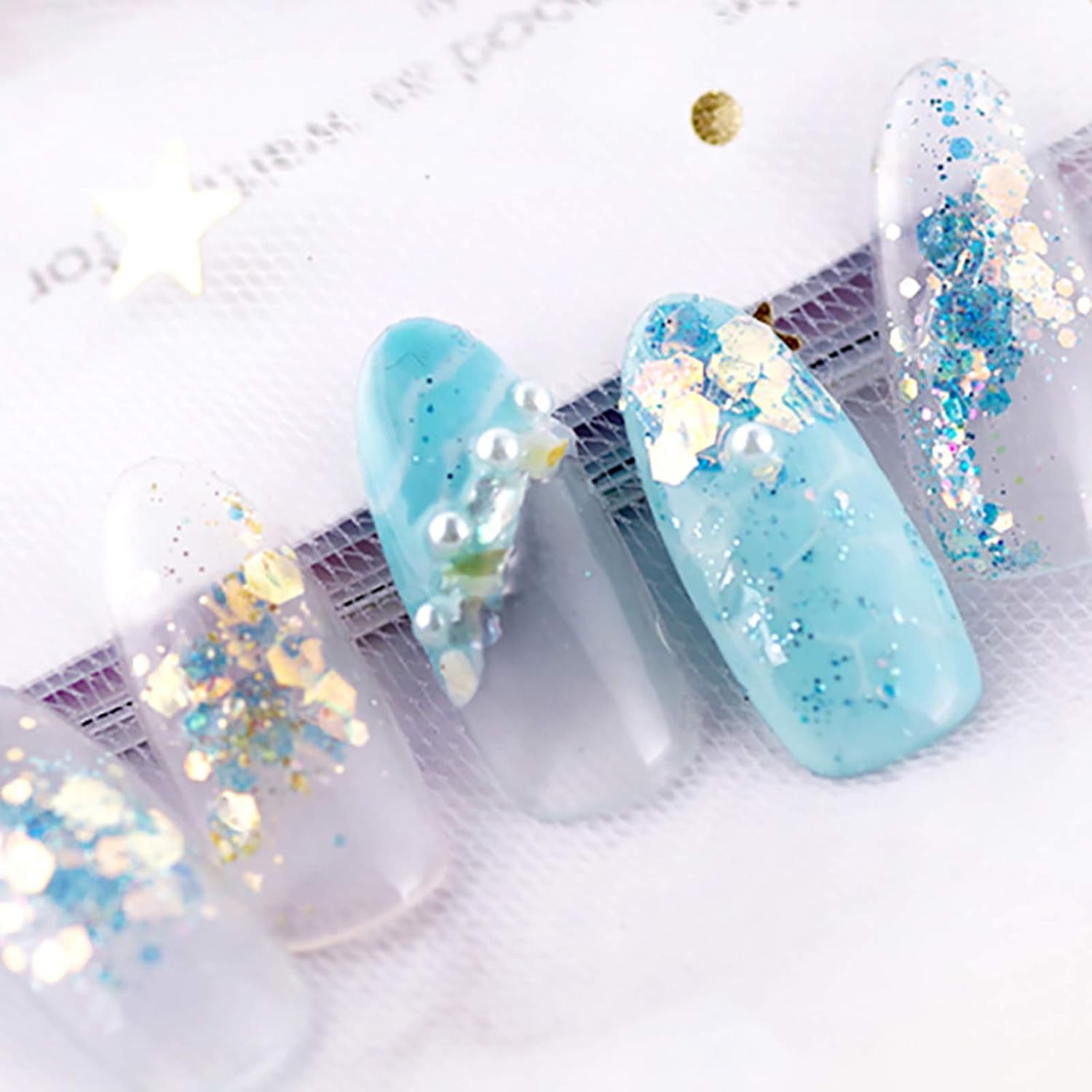 5 Boxes Gradient Glitter Mixed Size Sparkle Crystal Extend the Use Time