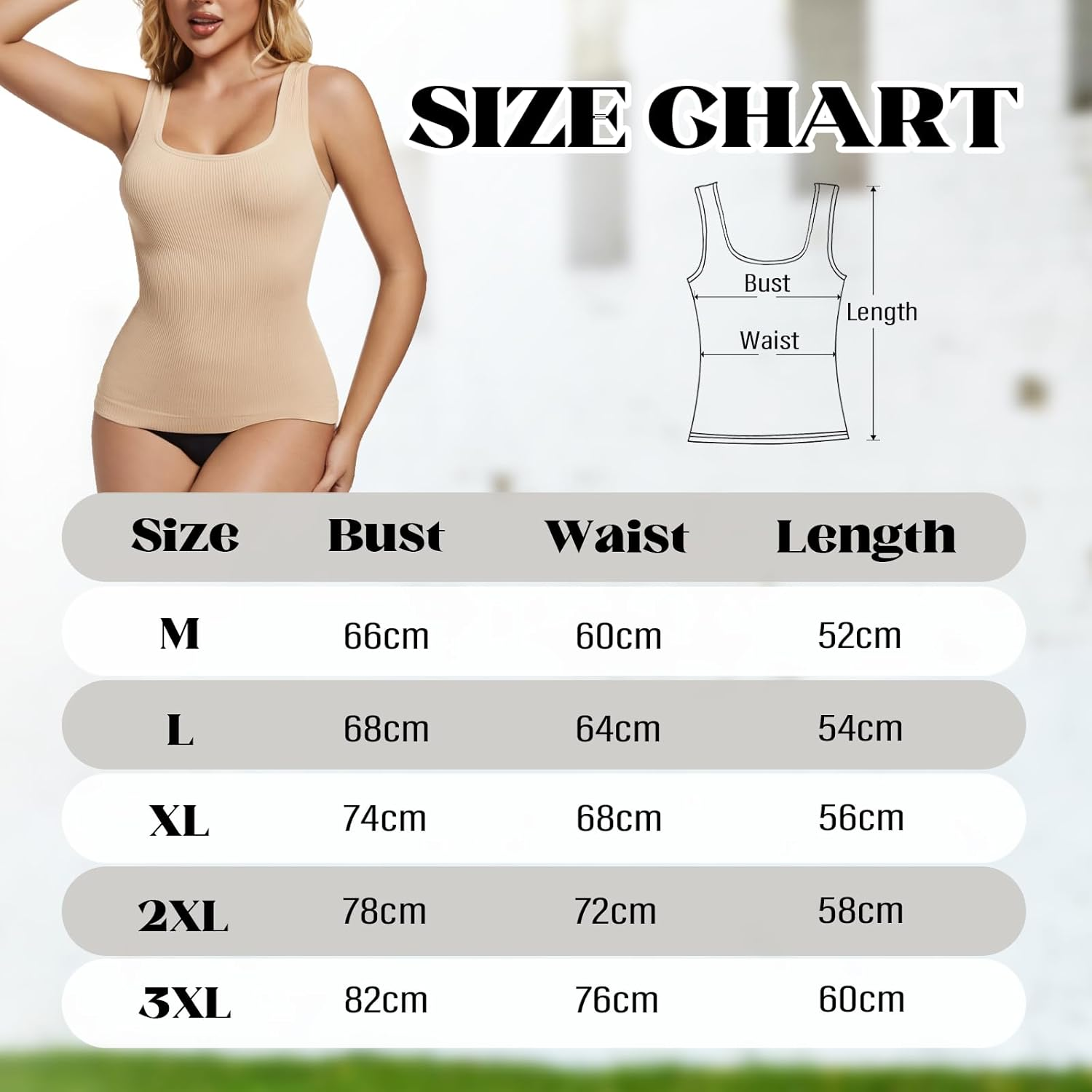 Compression Tank Top Women, Seamless Square Neck Tummy Control Camisole Top, Ribbed Body Shaper Camisole Slim Fit Workout image number 2