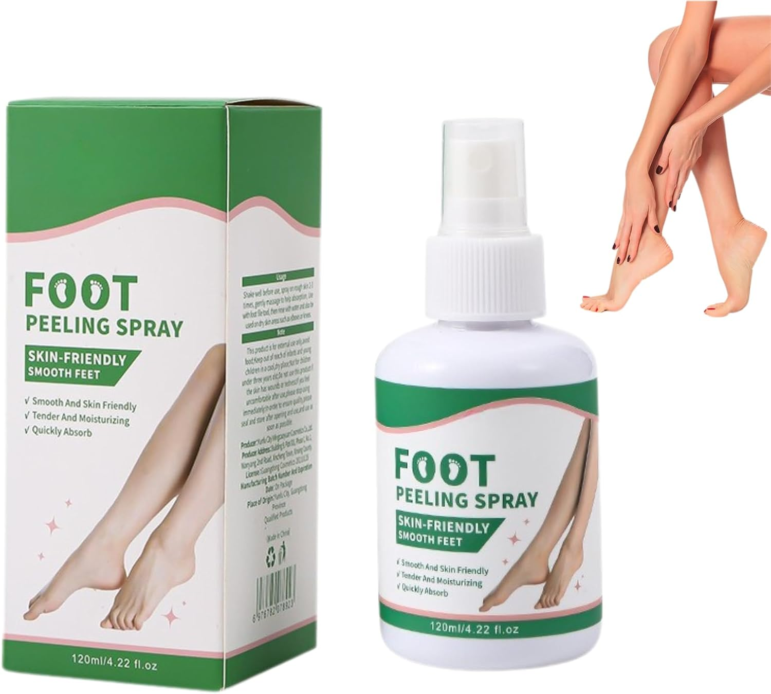 Peeling Spray with Aloe Vera, Exfoliating Foot Peel, Callus Remover for Feet and Heel Care, Hydrating Care for Cracked Heels, Feet Scrubber Dead Skin, Smooth Soft Skin (4Pcs)