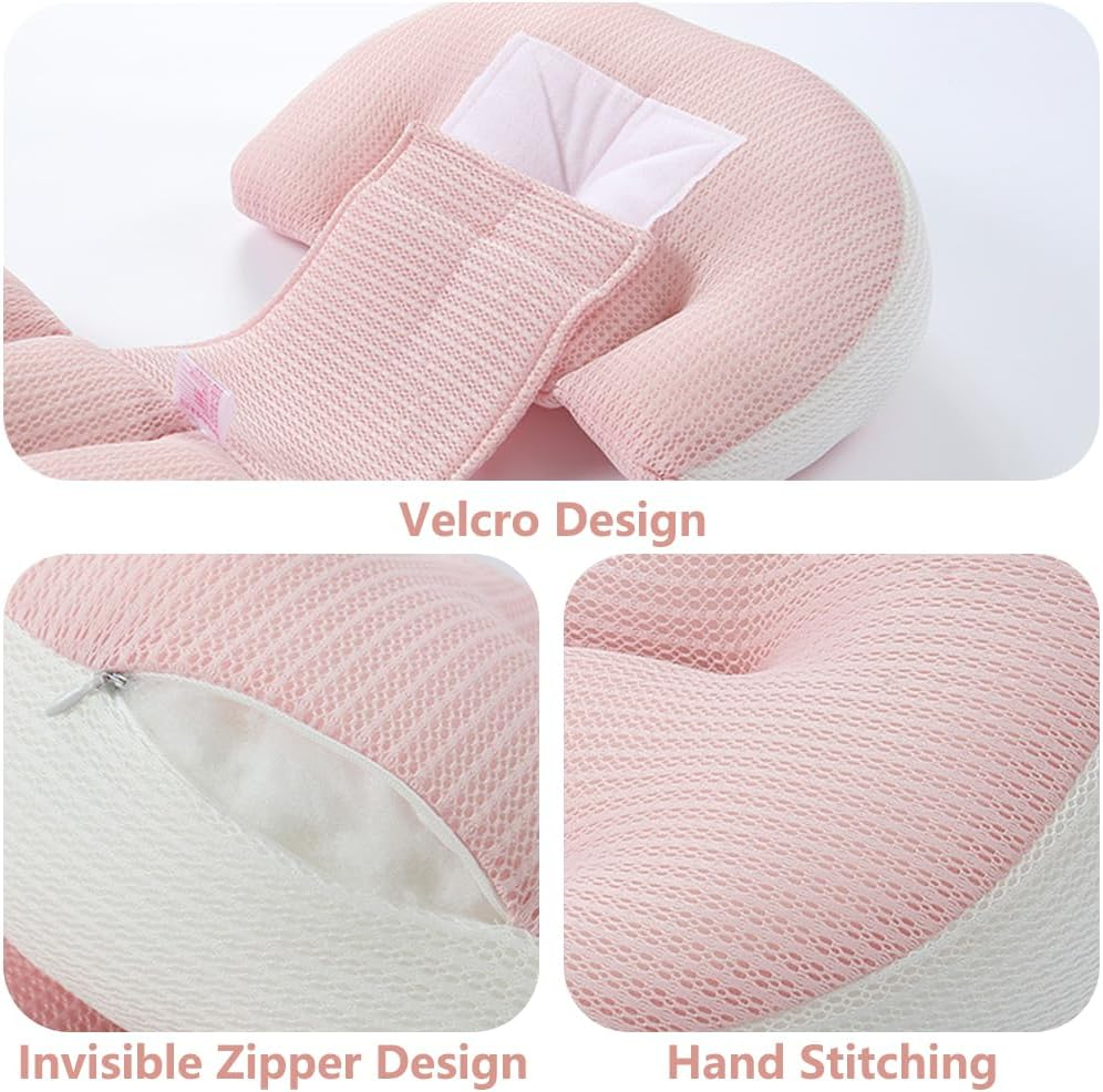 Pregnancy Pillow, Portable Adjustable Side Pillow, Pregnancy Pillow for Sleeping, Pregnancy Wedge Pillow, Body Pillow Support for Back, Belly, Waist, Support Abdomen U-Shaped Side Sleeper Pillow(Pink) image number 1