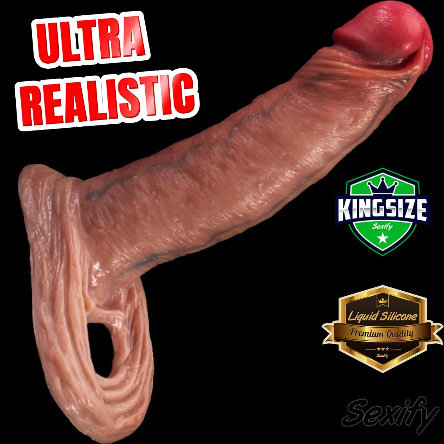 Ultra Realistic Penis Sleeve Extender Delay Cock Extension Ring Girth Soft Penis Enlarger for Erection Enhancement Liquid Silicone Couples Sex Toy (Large) image number 2