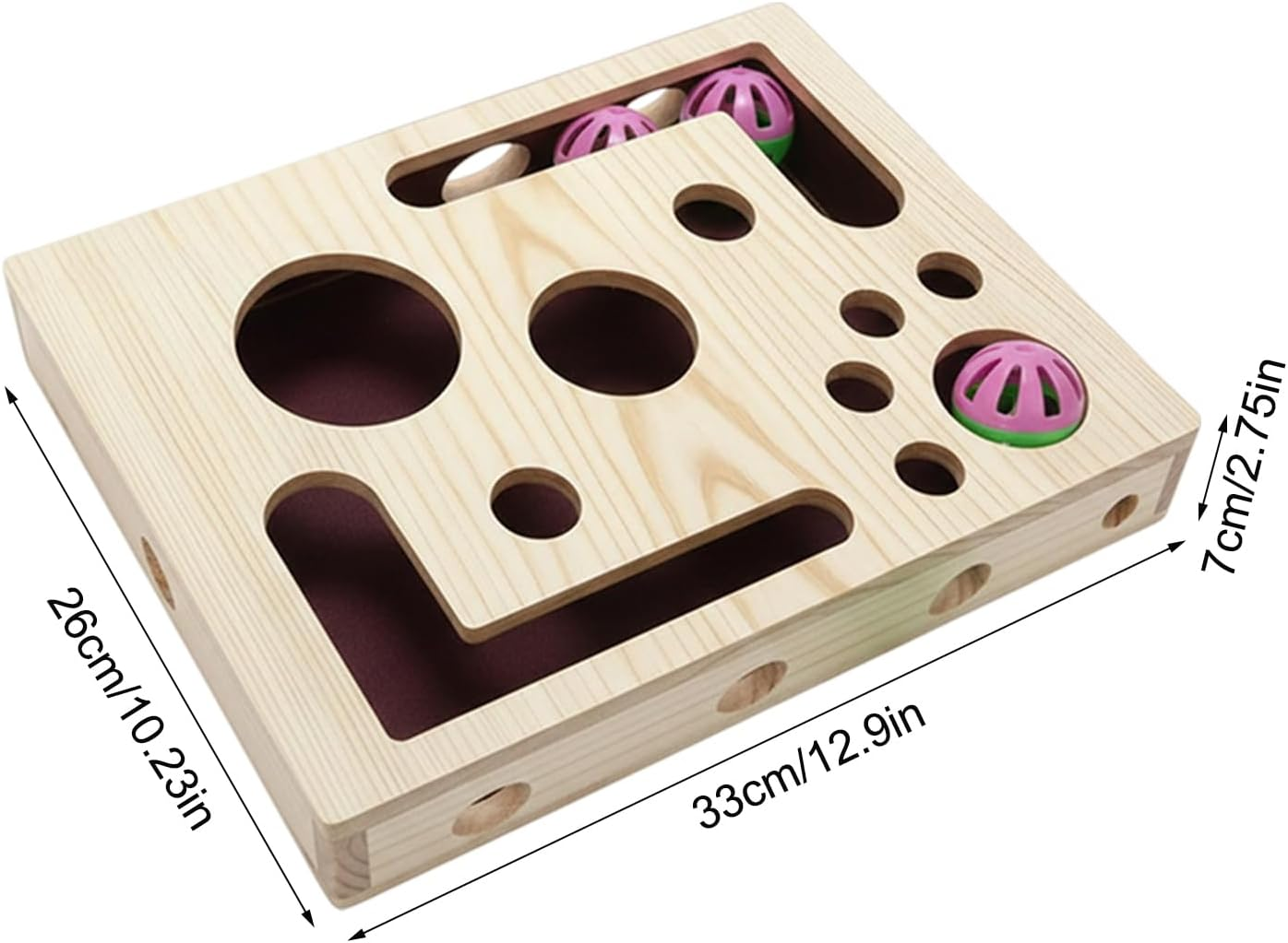 Cat Claw File Box - Interactive Wood Scratching Toy - Cat Scratching Puzzle with Bell Ball - for Indoor Kitten, Pet Grooming, Sofa, image number 4