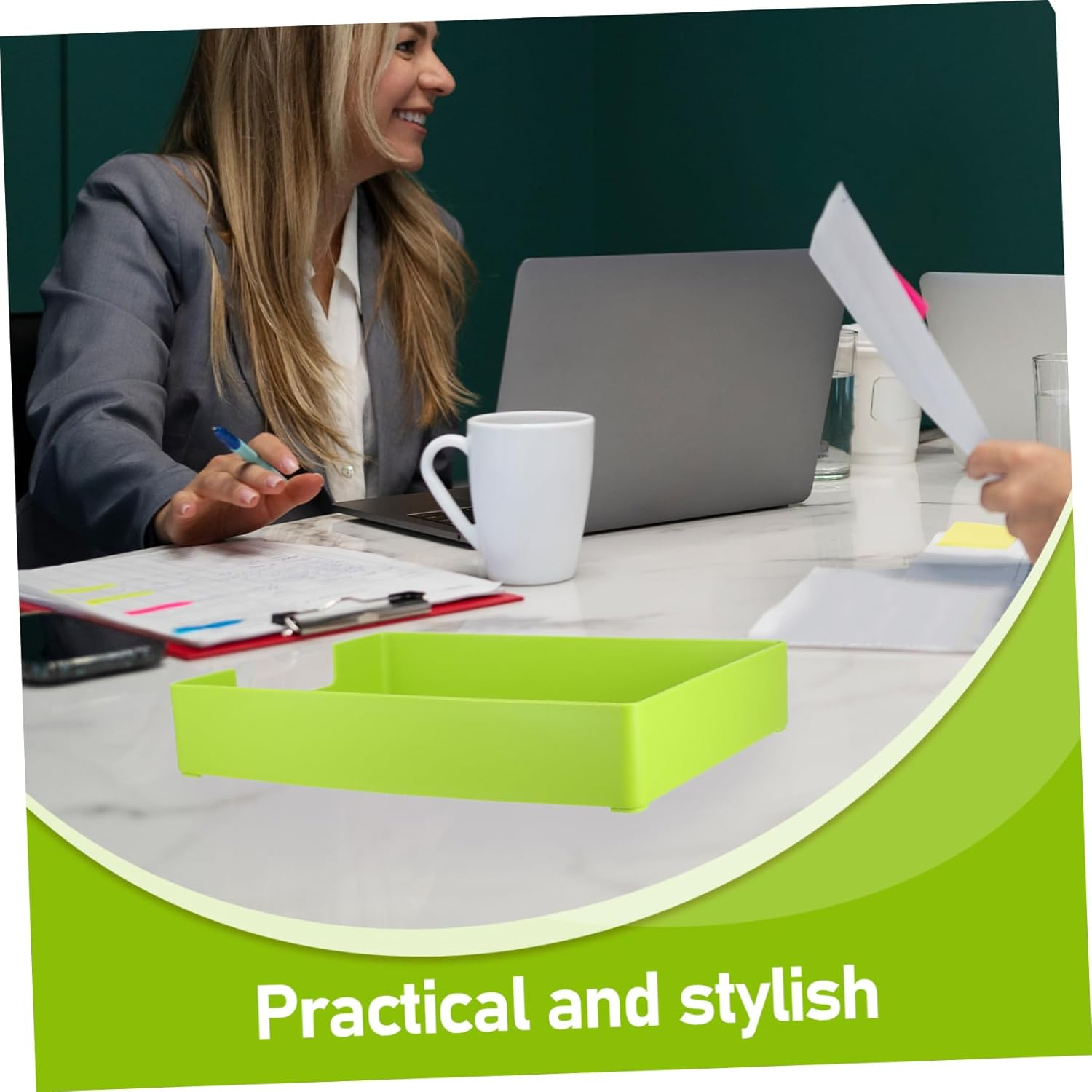 COOPHYA Stackable Letter Tray Office Document Box Desk Paper Holder Storage Box Desk Accessory Organizers Office Organization Paper Organizer image number 5