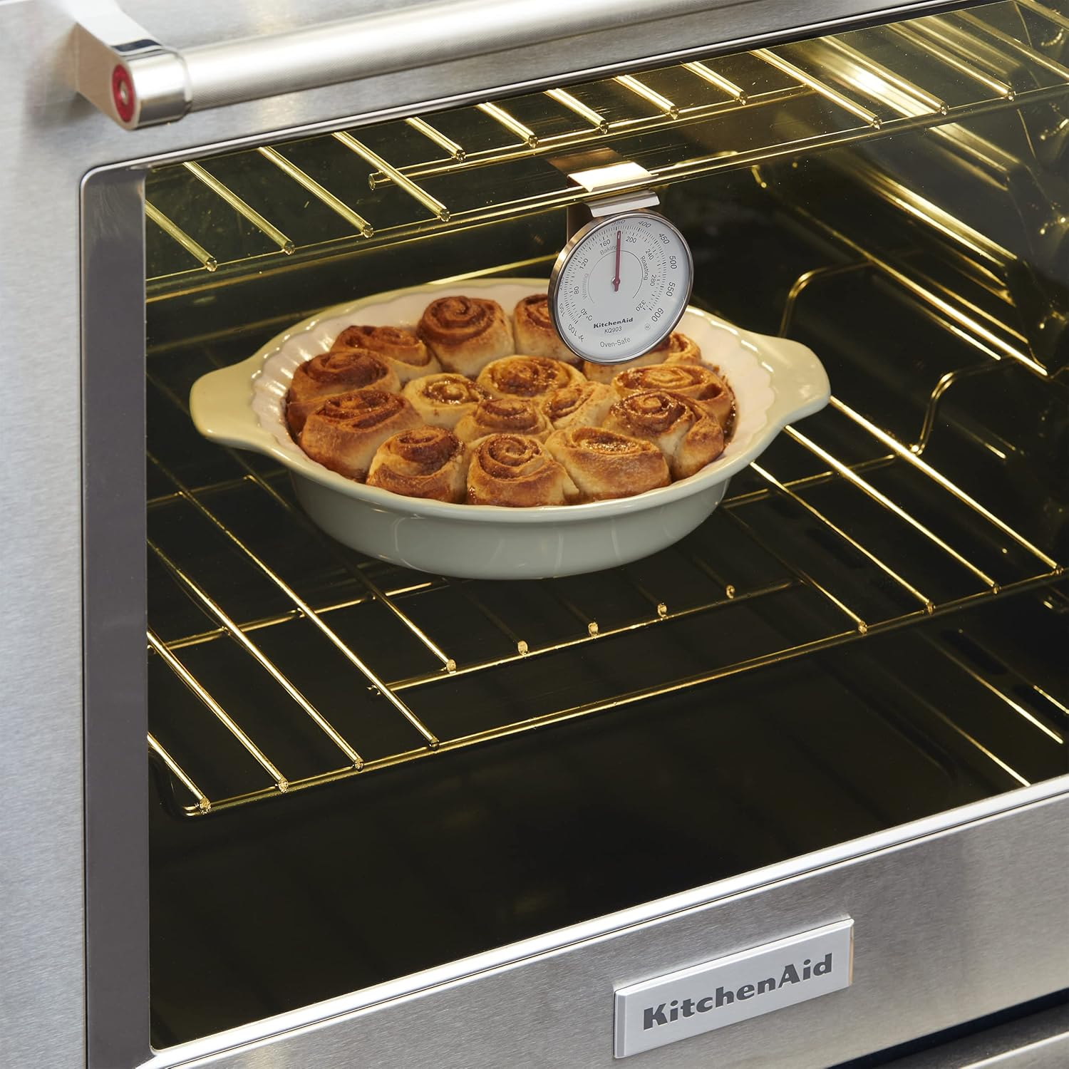 Kitchenaid KQ903 3-In Analog Dial Oven/Appliance Thermometer, Oven Food Grill Chef Smoker Cooking Thermometer, Temperature Range: 100F to 600F, Stainless Steel image number 2