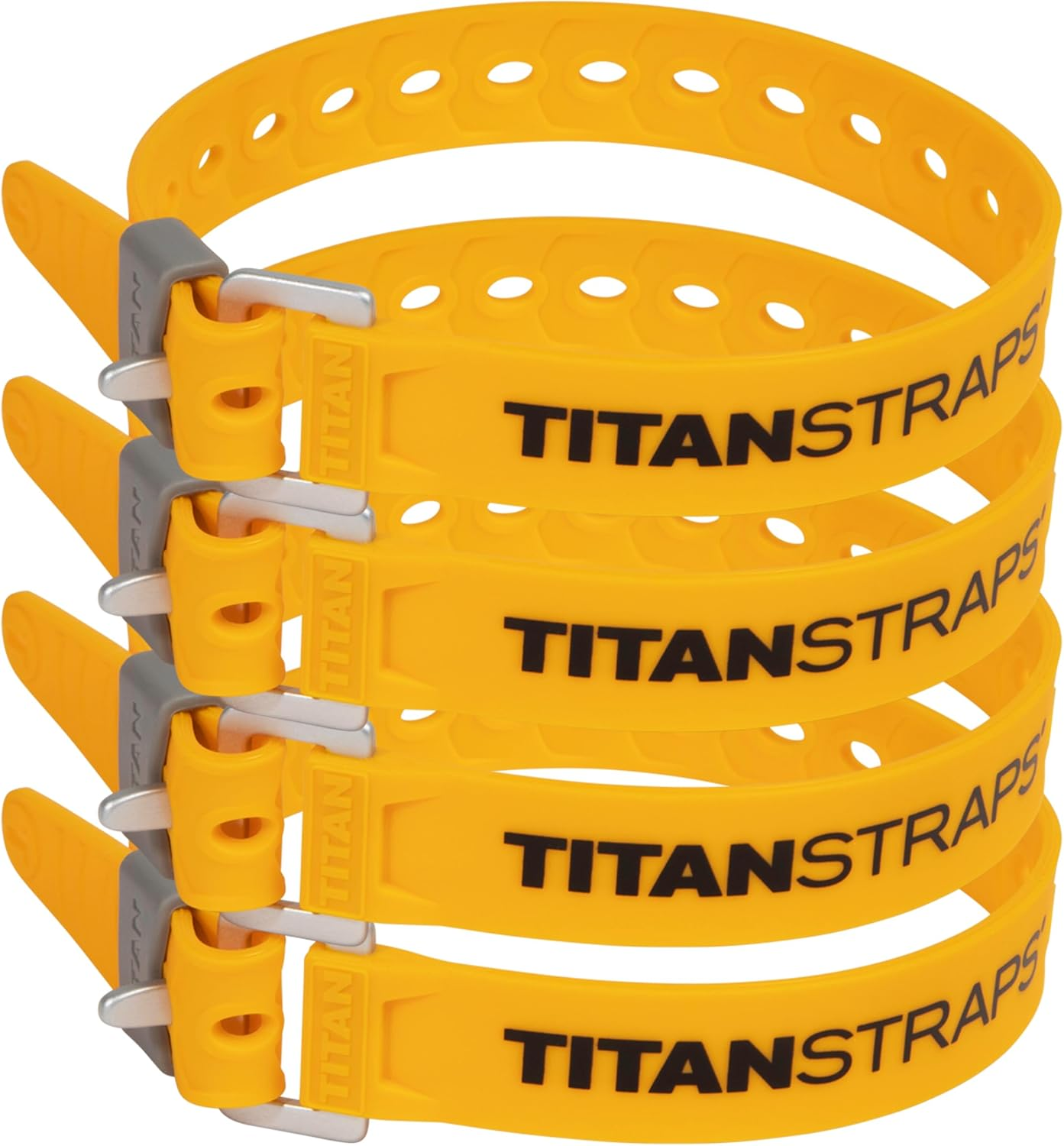 Titan Utility Straps &ndash; Safety Strap Set to Secure Splits, Cargo Bikes, Garden Hoses, Wood Working Projects &ndash; 60 Lb. Working Load, 18" Length, Fluoro Yellow, 4-Pack