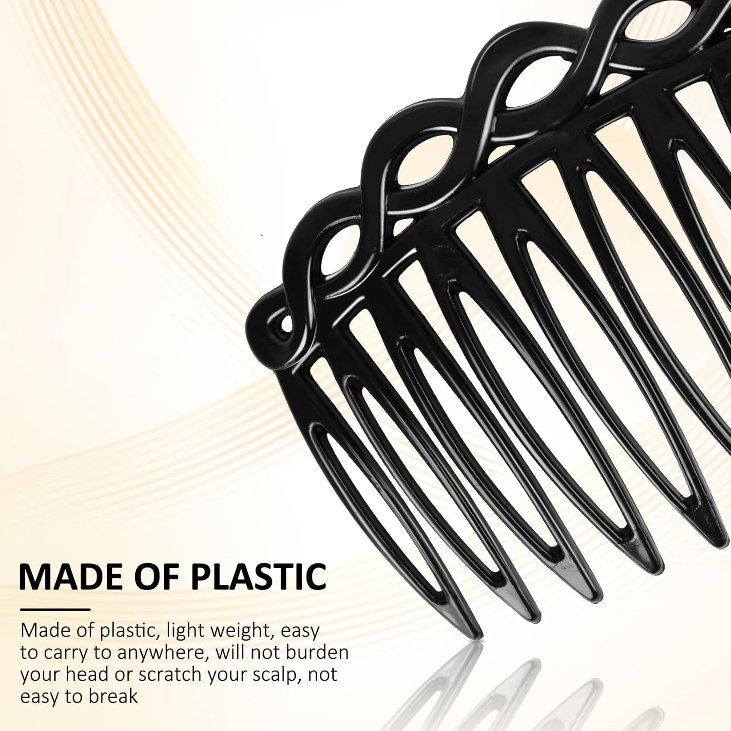 COMNICO 6 Pcs French Hair Side Combs (Black, White, Light Brown) - Black, White, Light Brown image number 2