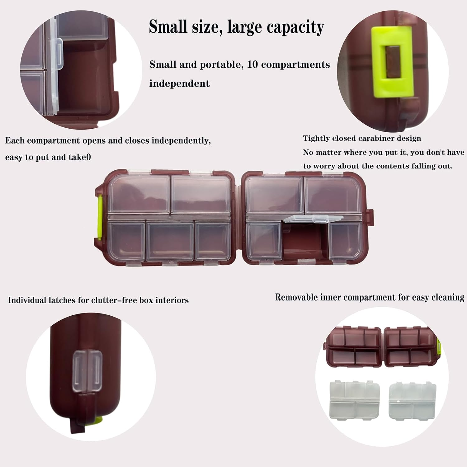 4Pack Travel Pill Organiser, 8 Compartments Portable Pill Box, Large Capacity Tablet Organiser for Supplements, Pills, Vitamins and Medication- Airtight & Moistureproof (4 Pack Model 2)