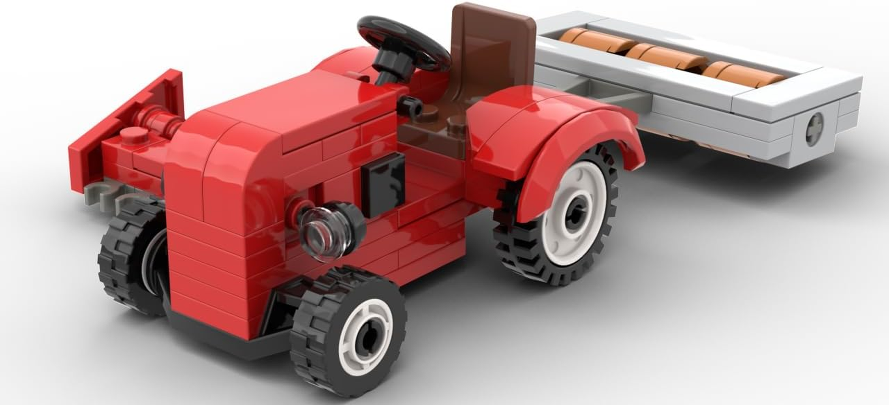 Kiddicraft KC1113 Red Tractor with Roller and Cutting Bar - Clamping Blocks
