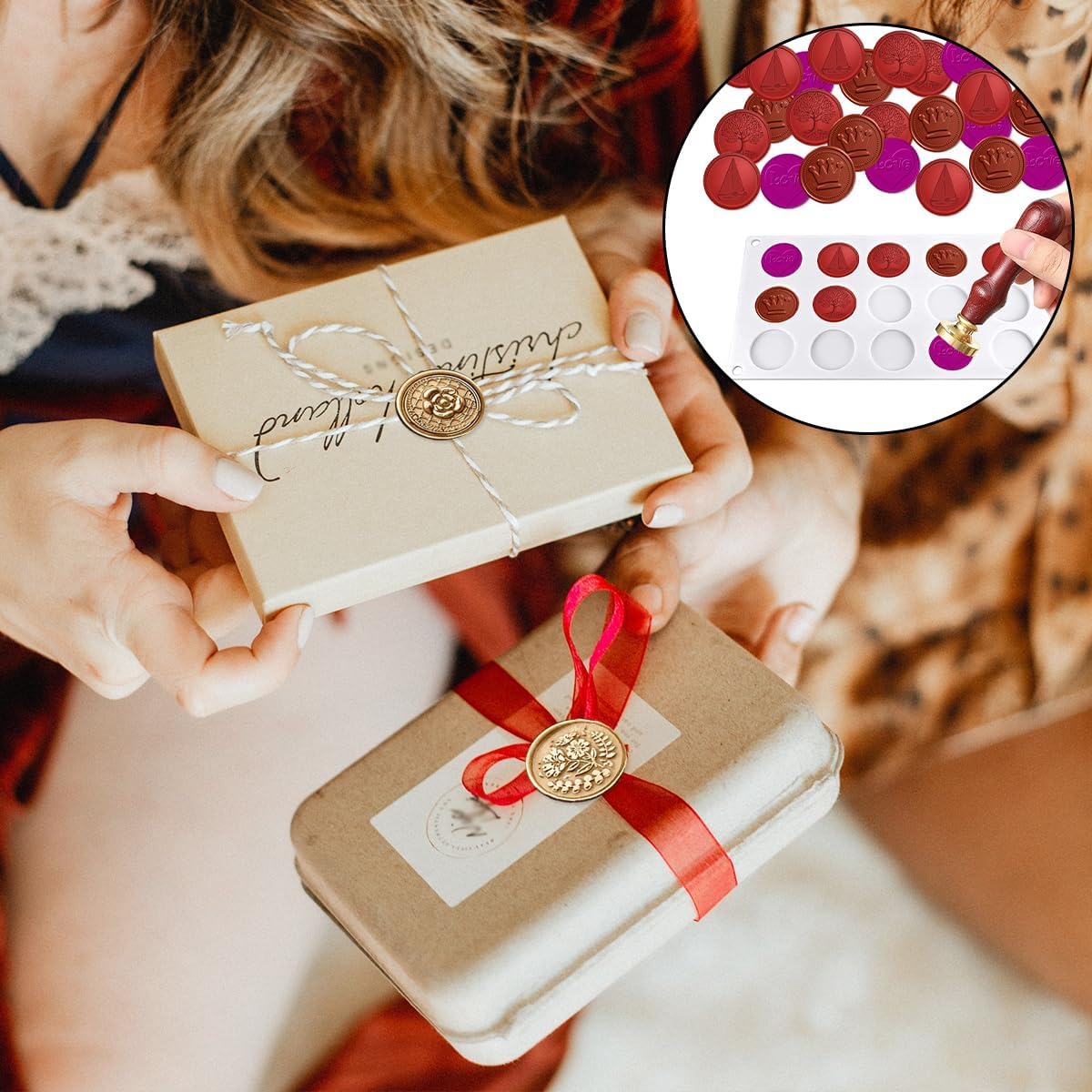 BEZANU Wax Seal Pad, 15-Cavity Silicone Wax Seal Molds for DIY Craft, Sealing Wax Stamp (White) image number 1