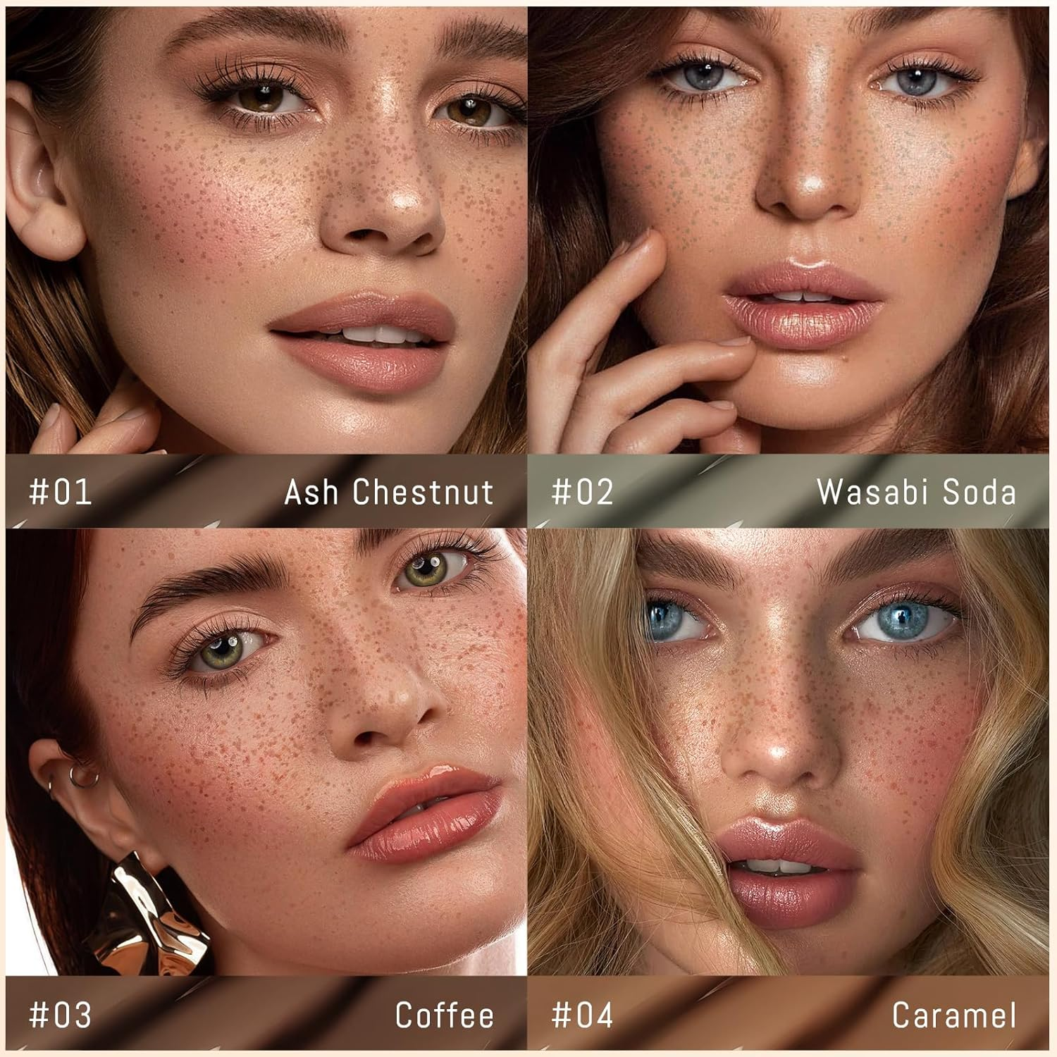 Noerrors Freckle Stamp Pen, Waterproof Fake Freckles Tattoo, Magical, Lifelike, Quick-Drying, Long-Lasting Light Brown, Fake Freckle Colour, Women, Girls, Make-U #04 Caramel image number 4