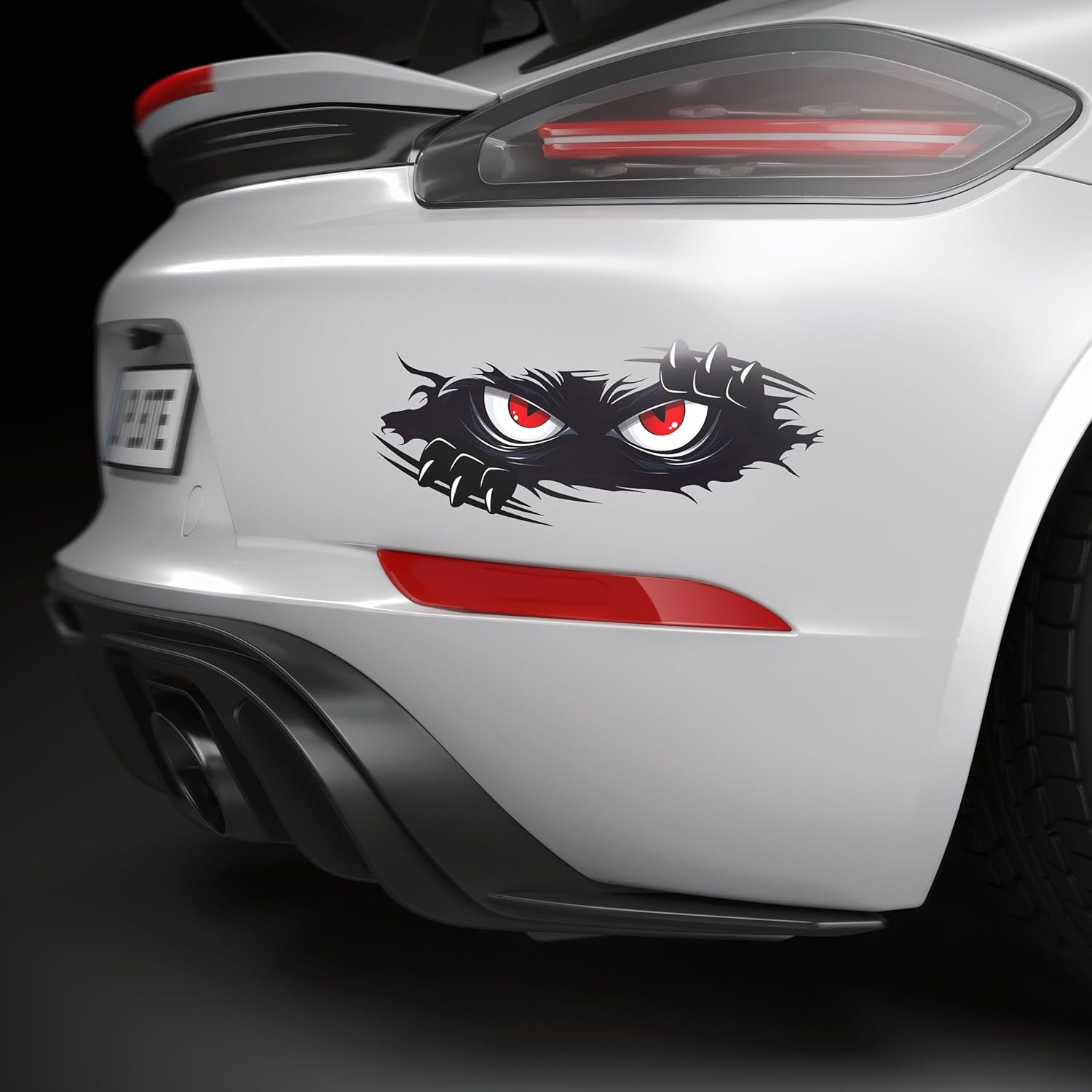 Car Decal - Peeking Monster Angry Eyes Car Decals,Funny Monster Stickers for Cars, Trucks, Dents & Sports Cars, Large Black Vinyl Bumper Stickers and Decals (10X4 Inches) 3PCS (Style 1) image number 2