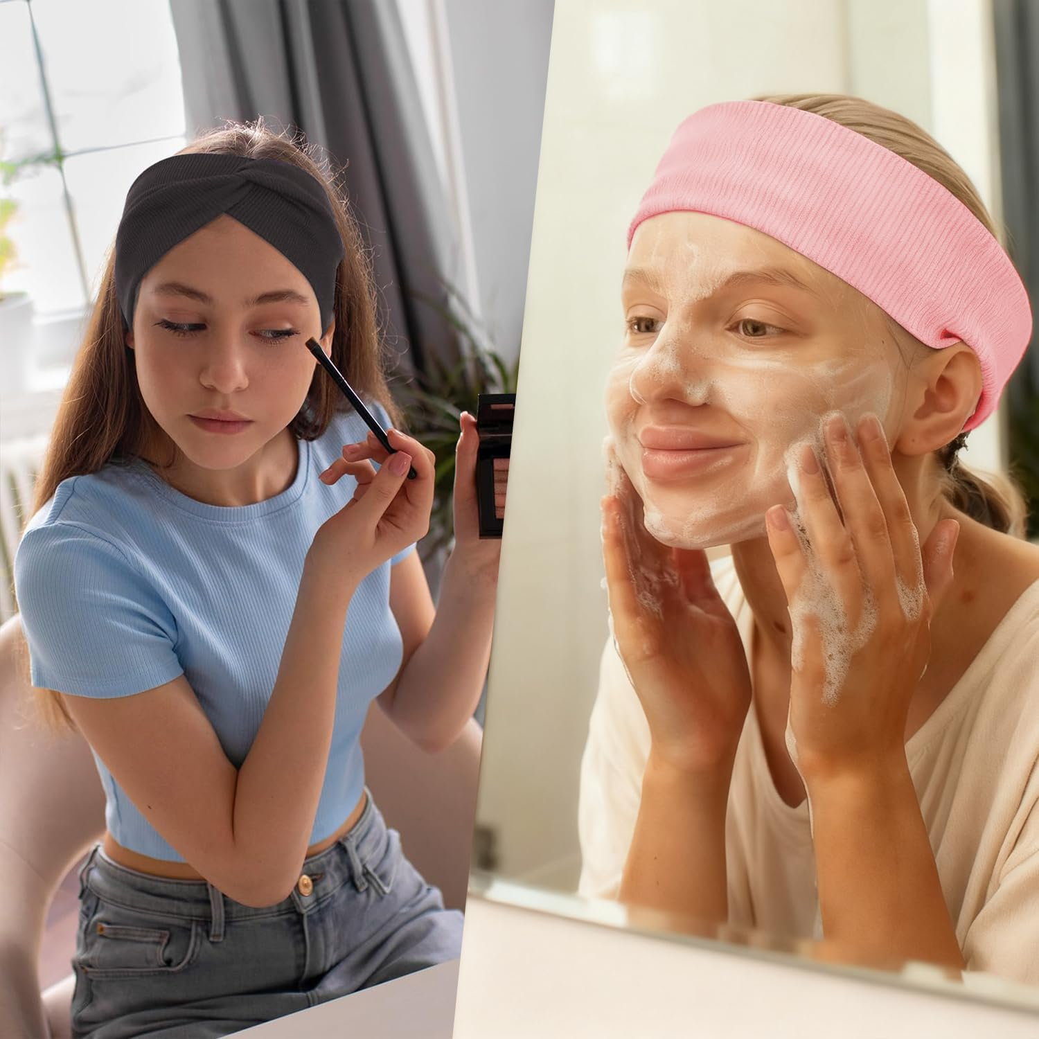 Norhogo Pack of 4 Women'S Winter Hair Bands, Elastic Wide Headband, Twisted Knotted Stretchy Wrap Boho Headbands, Sports Headband, Yoga Hair Accessories for Women Girls, 4 Colours image number 2