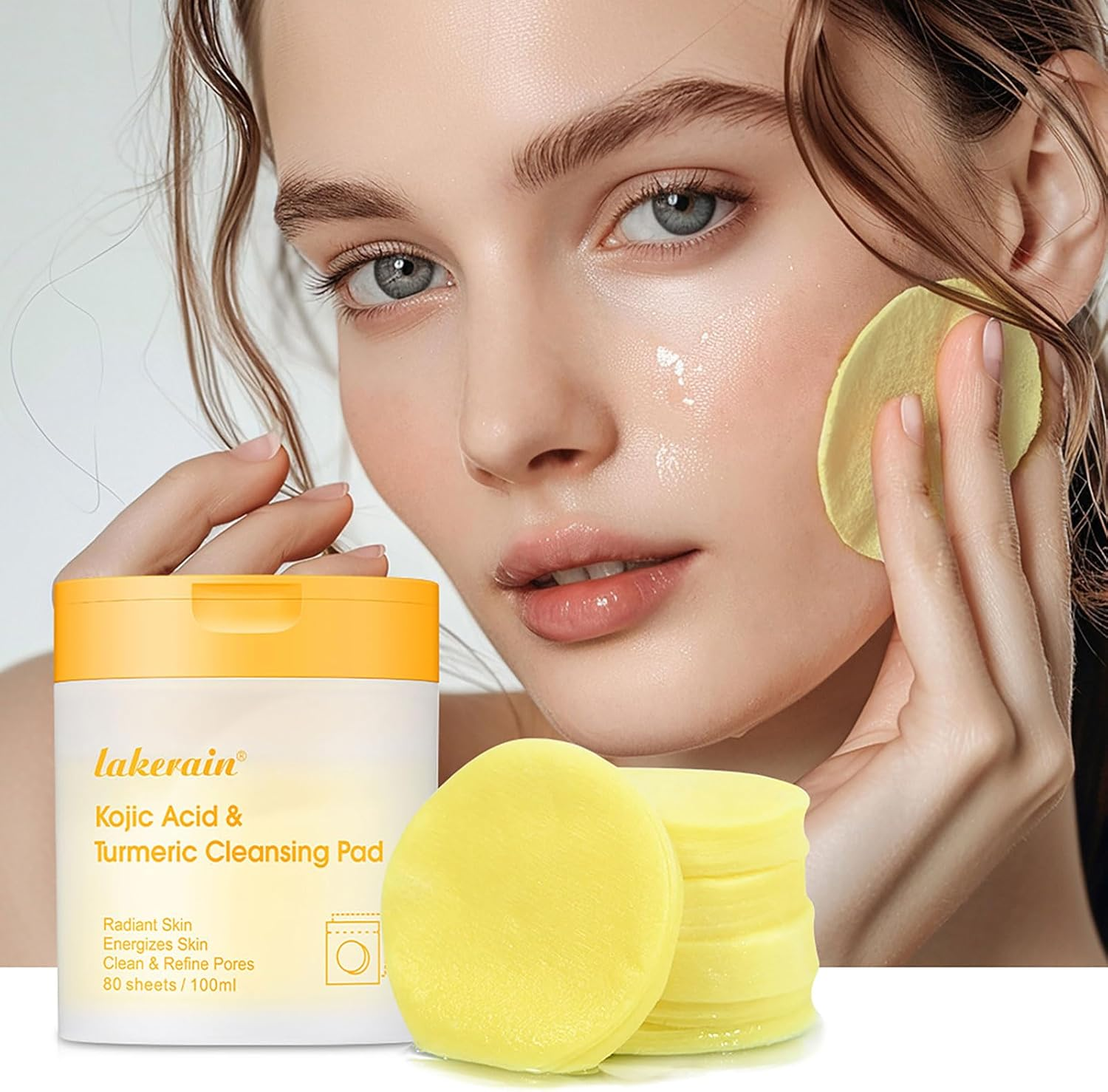 80 PCS Kojic Acid & Turmeric Cleansing Face Pads - Exfoliating, Kojic Acid Cleansing Pads for Face and Body image number 6