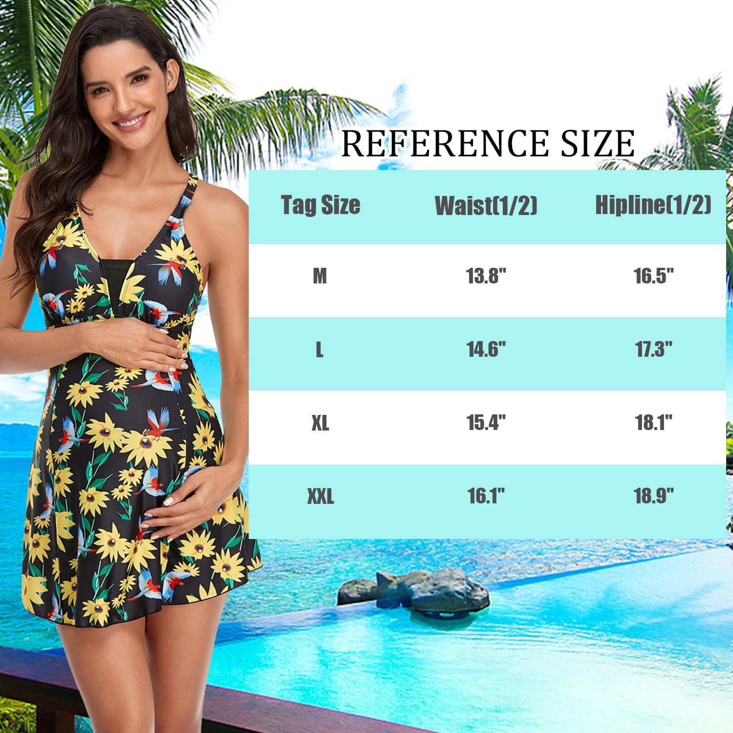 Maternity Swimsuit Two Piece Women Tankini Bathing Suit Floral Swimwear for Pregnant Beachwear