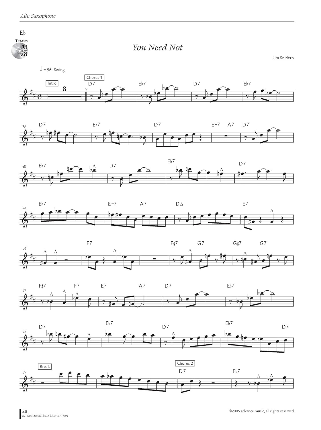 Intermediate Jazz Conception -- Alto & Baritone Sax: 15 Great Solo Etudes (English/German Language Edition) (Book & CD) image number 1