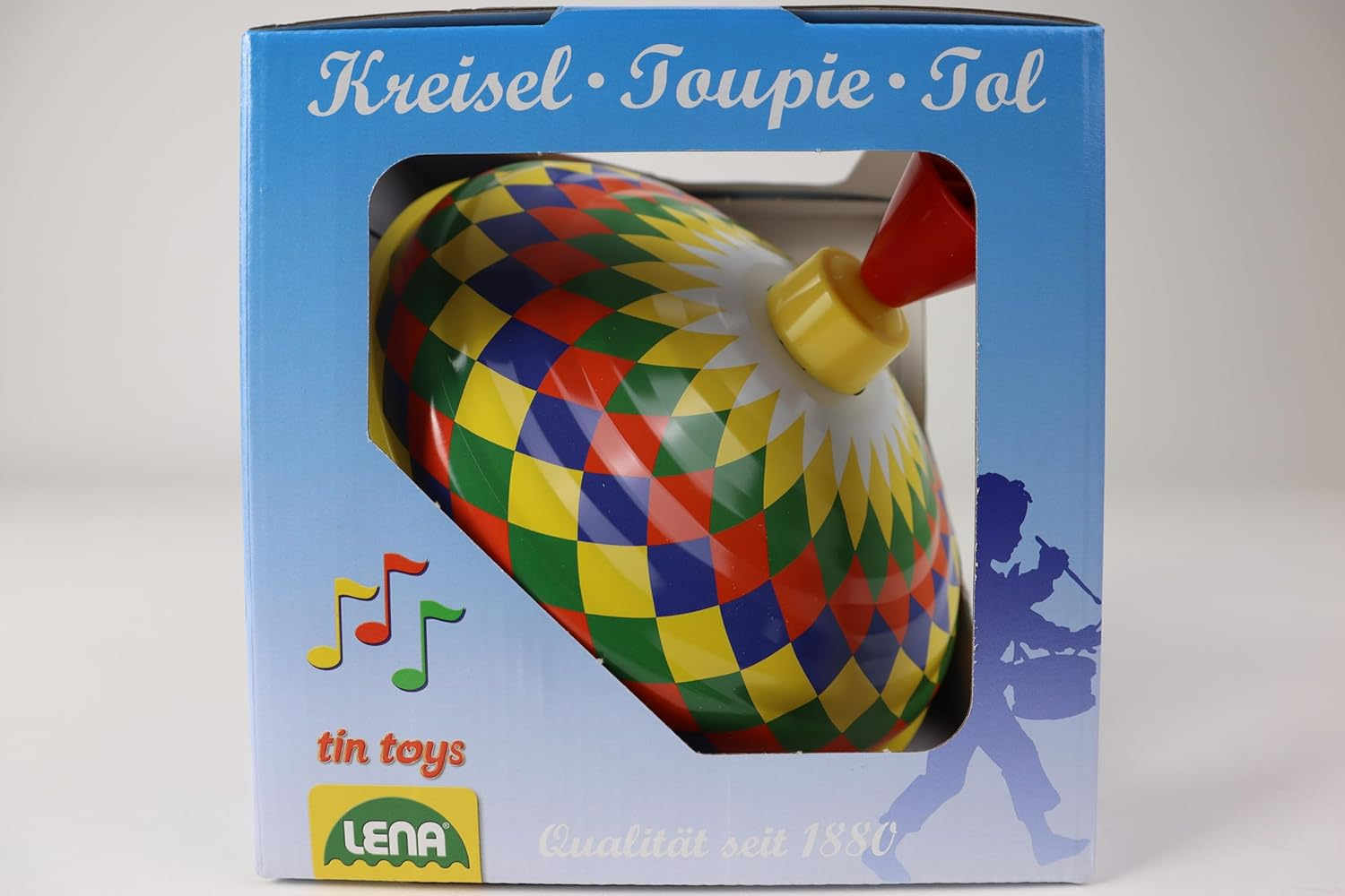 Lena 52225 Bolz Humming Multicoloured 19 Cm, Sheet Metal Swing, Classic Pump Spinner, Tin Colourful Motif, Stand, Toy Spinning Top for Children from 18 M, L/B/H: 19 X 19 X 21 Cm image number 5