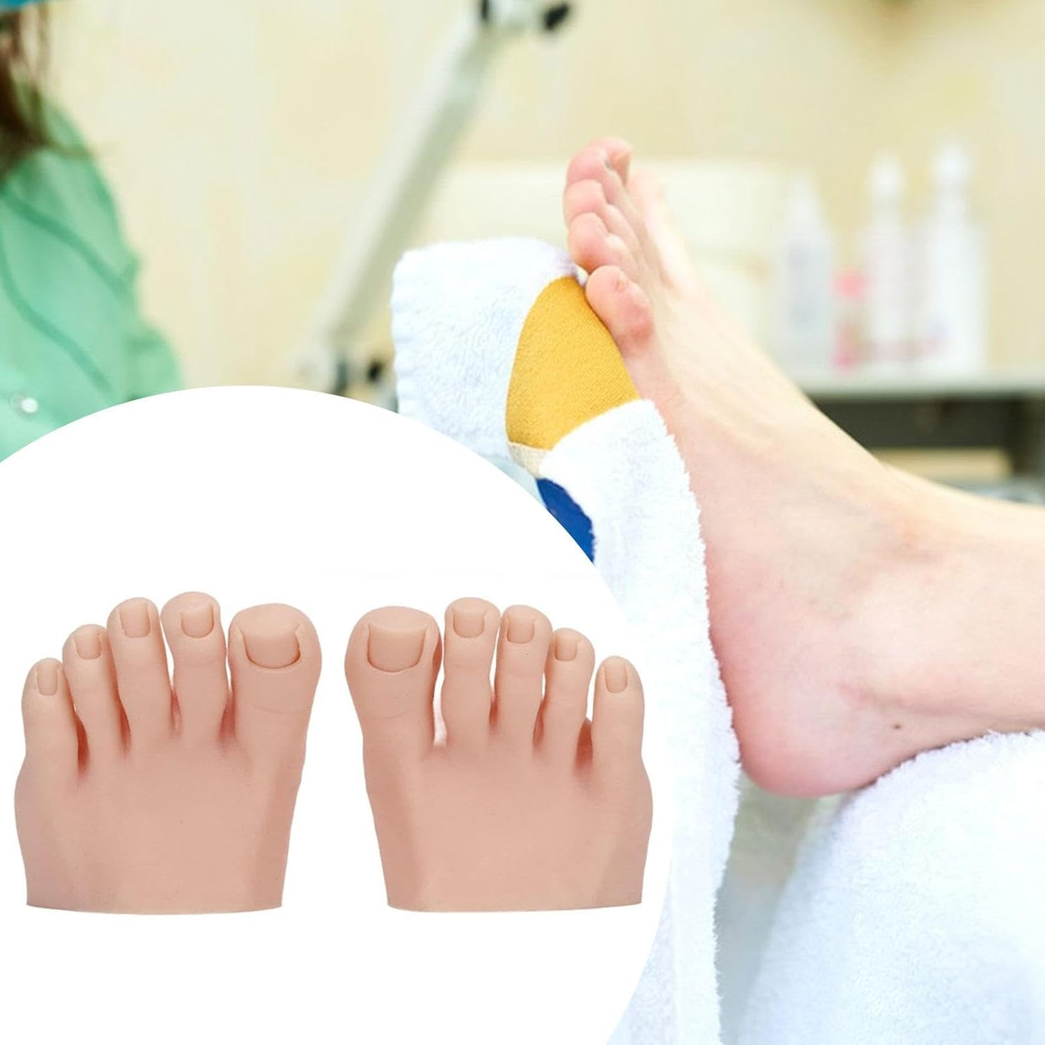 Koolsoo Practice Fake Foot Model, Nail Mannequin Movable Art Training Half Foot Display Professional Soft Silicone for Nails Tips, Skin Color - Dark Skin Color image number 6