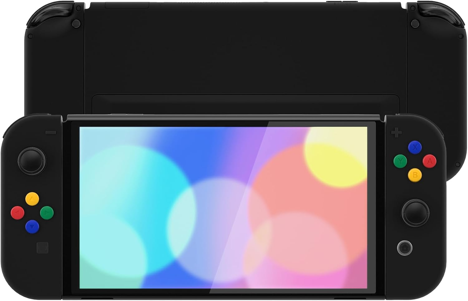 Extremerate DIY Full Set Shell Buttons for Nintendo Switch OLED, Black Replacement Console Back Plate & Kickstand, Custom Case Housing for Nintendo Switch OLED Joycon Controller [Control NOT Included] image number 4