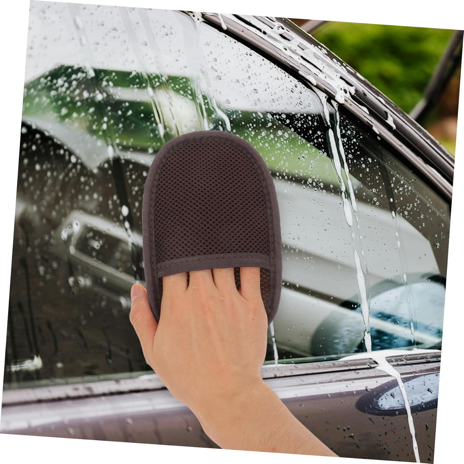 FELTECHELECTR Car Wash Mitt Small Orange Sheepskin Plush Microfiber Glove Scratch-Free Automotive Detailing Dusting Polishing Cleaning Tool for Exterior Care image number 1